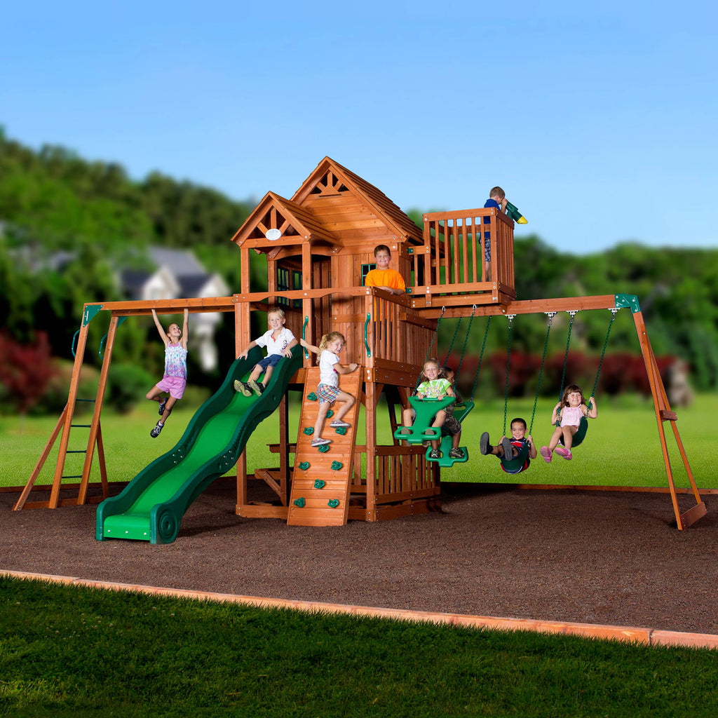 Backyard Discovery Skyfort II Wooden Cedar Swing Set
