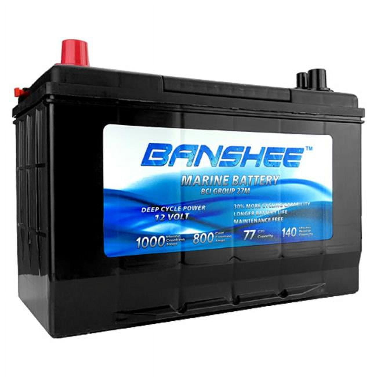Banshee  Deep Cycle Marine Trolling Motor Battery for Replacement Optima D27M 8027-127 - Group Size 27