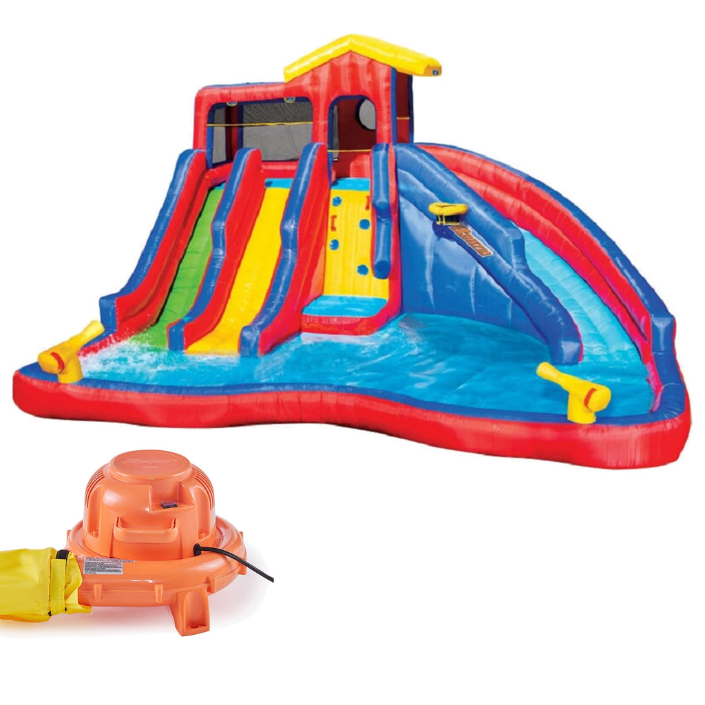 Banzai Hydro Blast Inflatable Play Water Park with Slides and Water Cannons