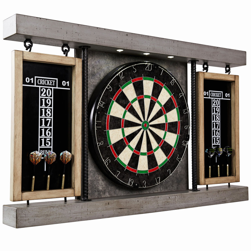 Barrington Prescott Collection Bristle Dartboard Cabinet with LED Light, 40 inch x 23.7 inch x 3.375 inch