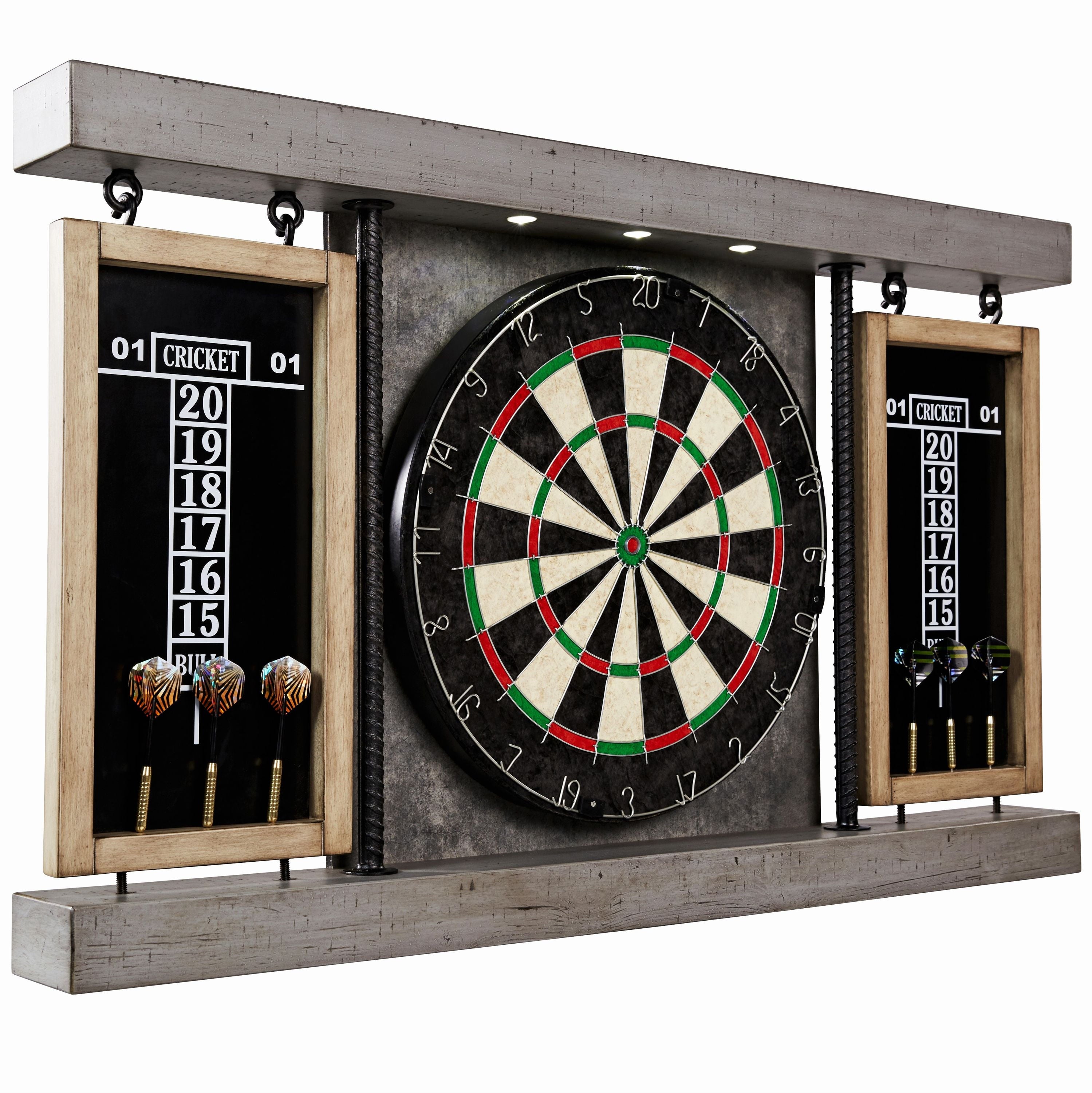 Barrington Prescott Collection Bristle Dartboard Cabinet with LED Light, 40 inch x 23.7 inch x 3.375 inch