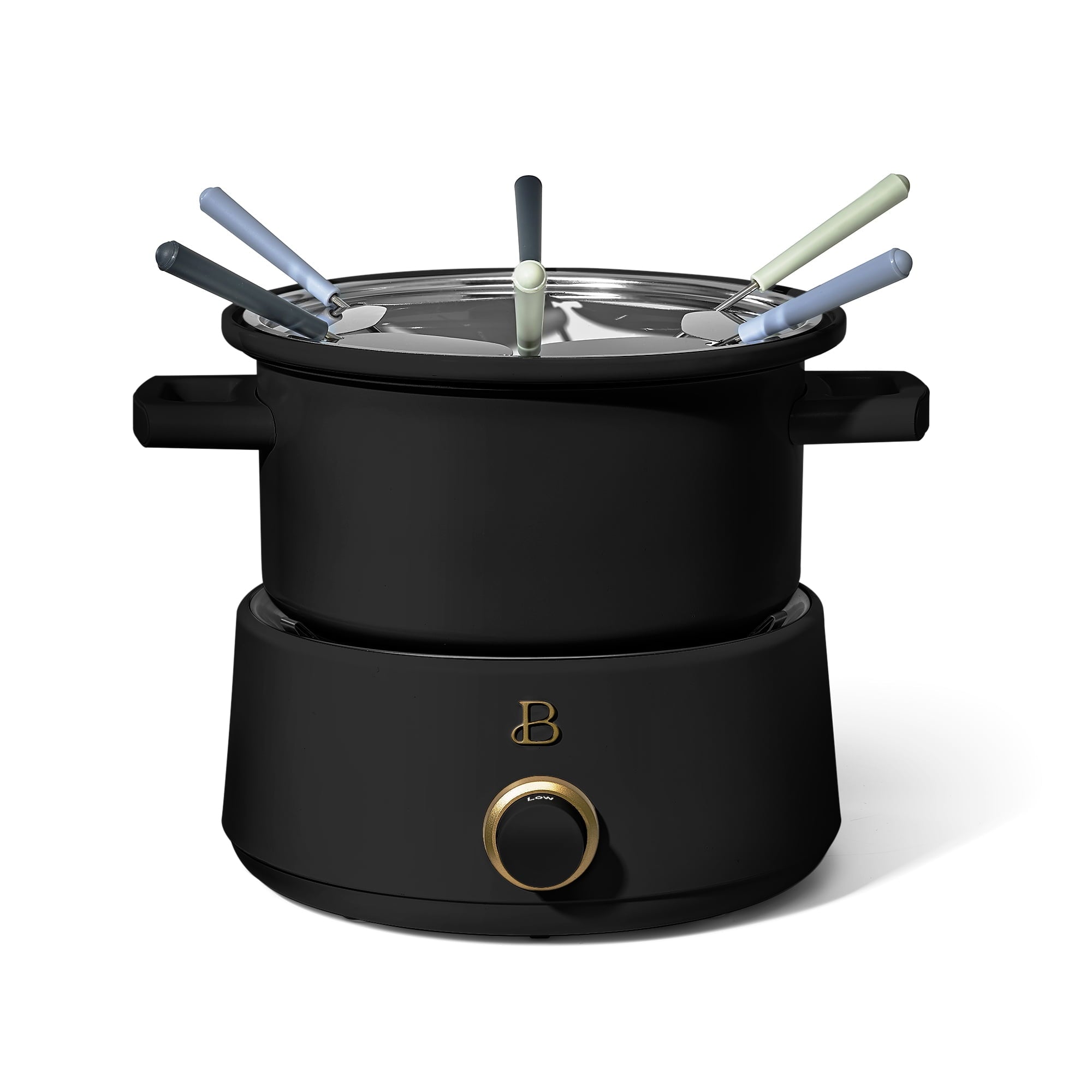 Beautiful 3 Qt Electric Fondue Set with Bonus 2 qt Ceramic Pot, Black Sesame by Drew Barrymore