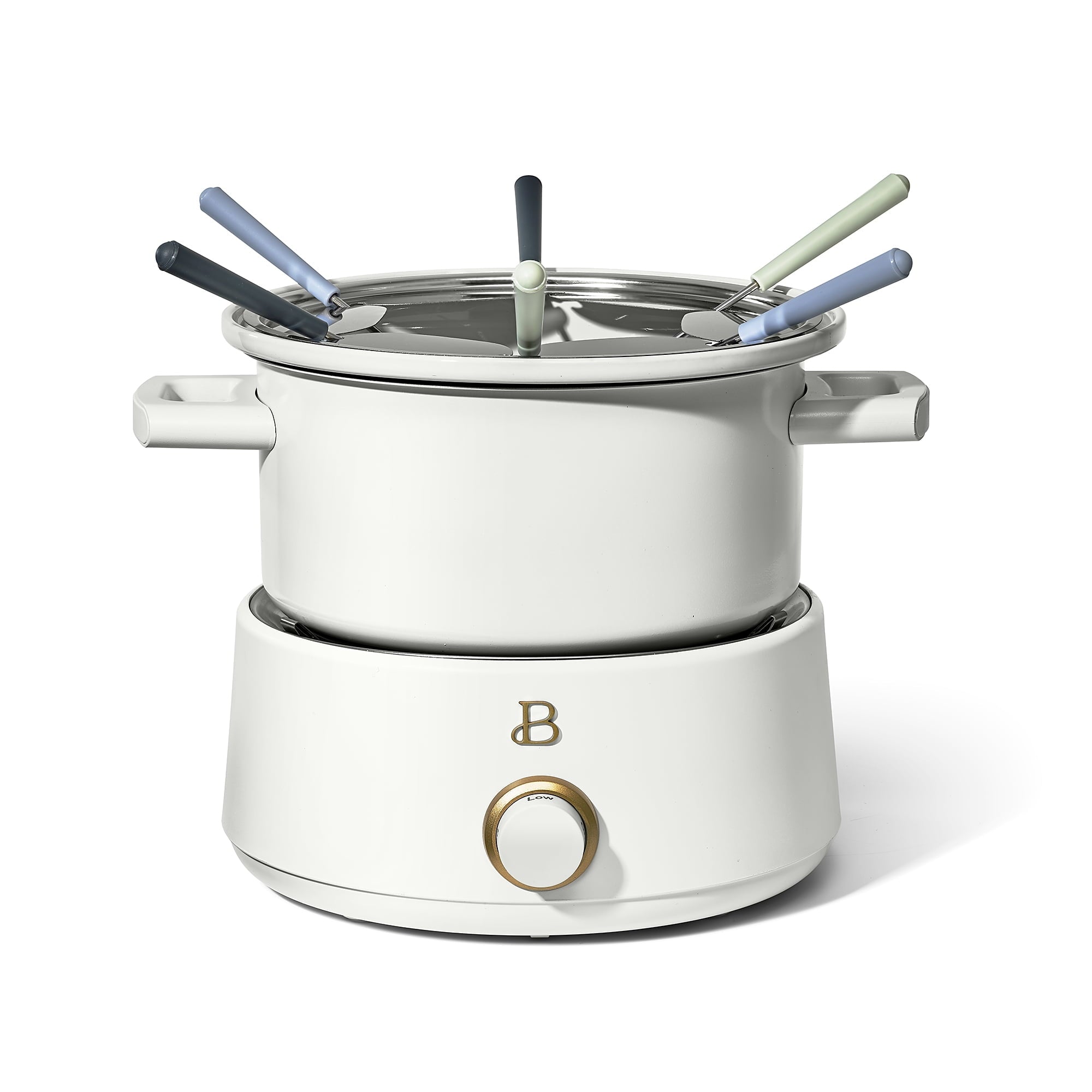 Beautiful 3 Qt Electric Fondue Set with Bonus 2 qt Ceramic Pot, Black Sesame by Drew Barrymore
