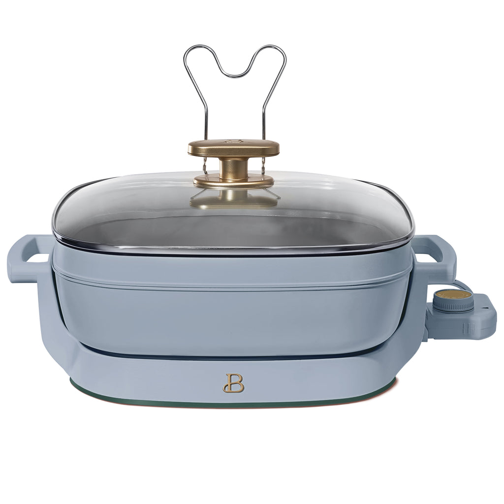 Beautiful 5 in 1 Electric Skillet - Expandable up to 7 Qt with Glass Lid, White Icing by Drew Barrymore