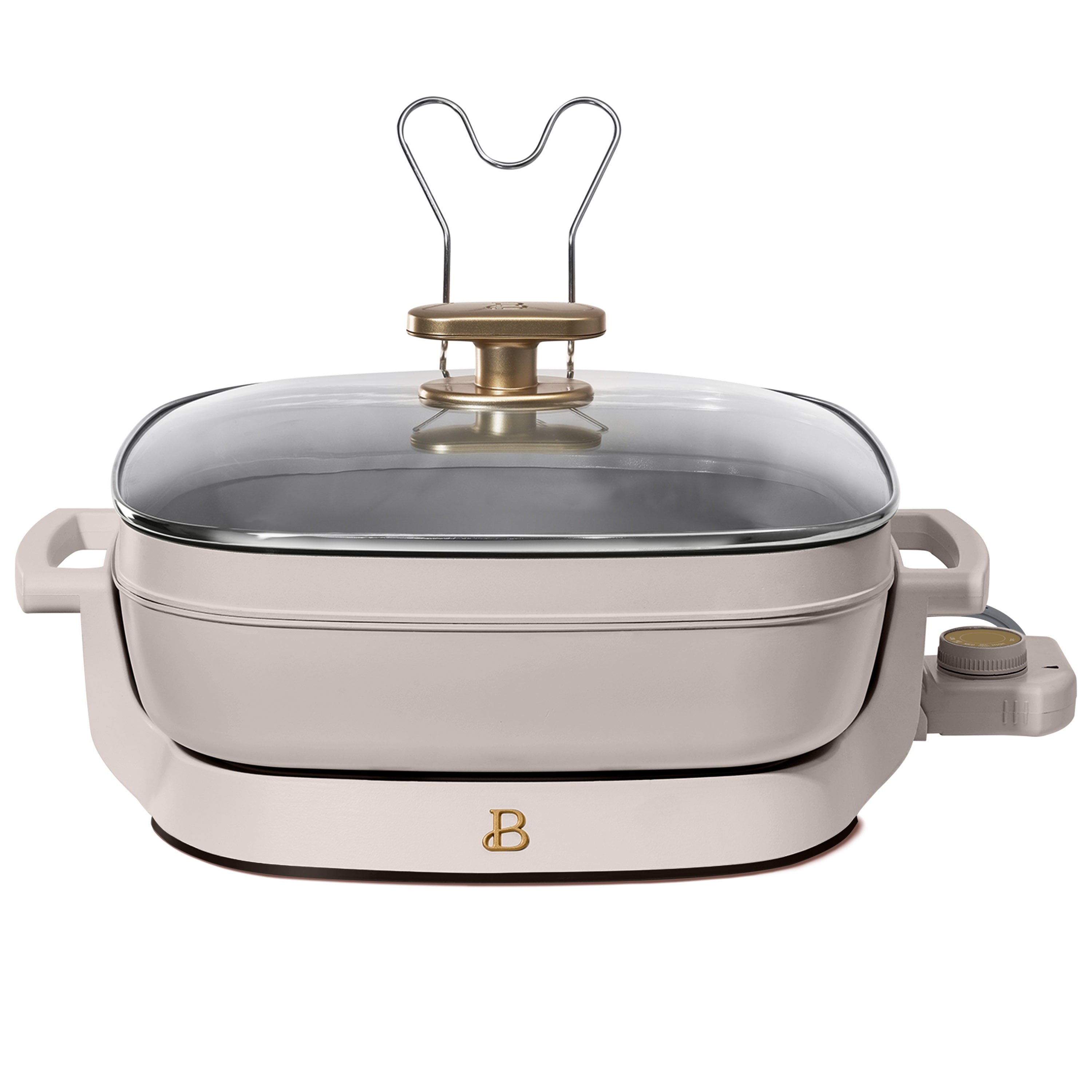 Beautiful 5 in 1 Electric Skillet - Expandable up to 7 Qt with Glass Lid, White Icing by Drew Barrymore