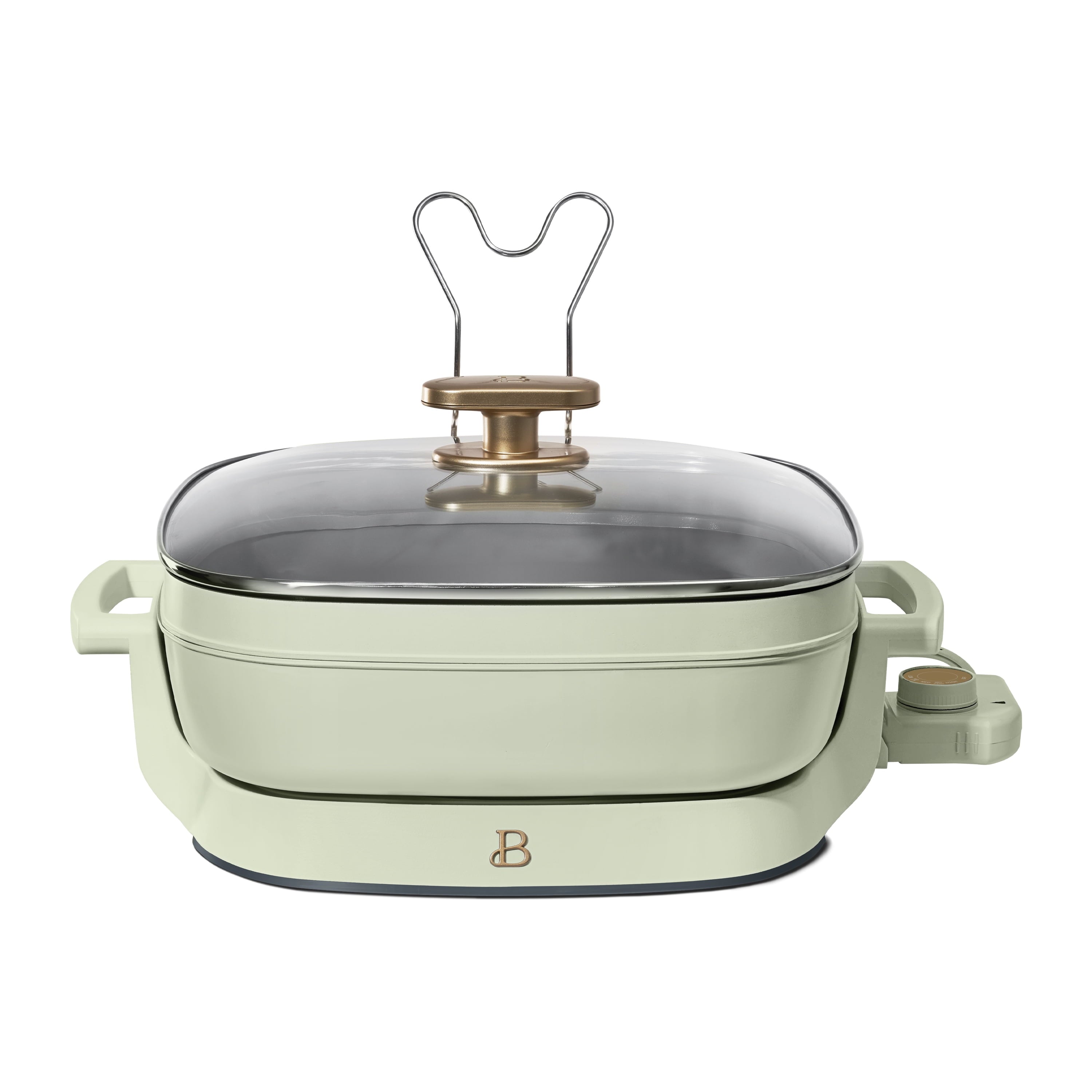 Beautiful 5 in 1 Electric Skillet - Expandable up to 7 Qt with Glass Lid, White Icing by Drew Barrymore