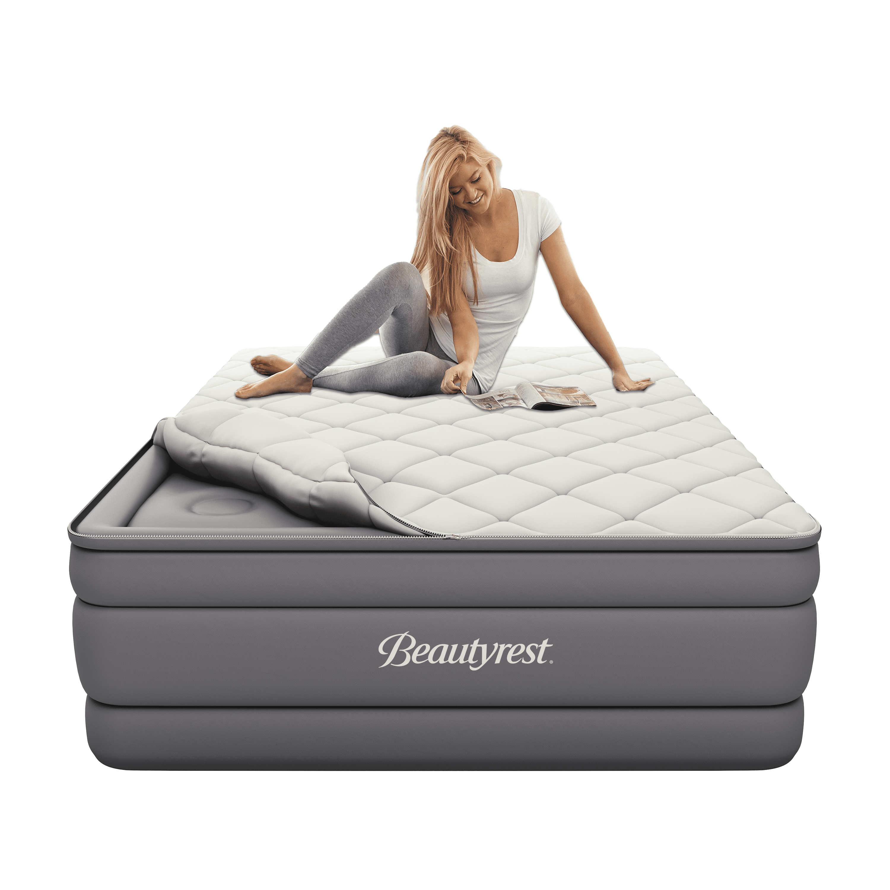 Beautyrest 20" Cushion Aire Quilted Pillow Top Air Bed Mattress with Built-in Pump Queen