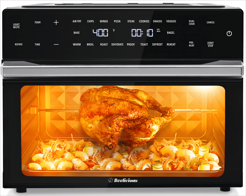 Beelicious 32 QT Large Air Fryer Ovens, Toast Oven with Rotisserie and Dehydrator, 19-in-1 Convection  Countertops Oven Combo, 6 Accessories