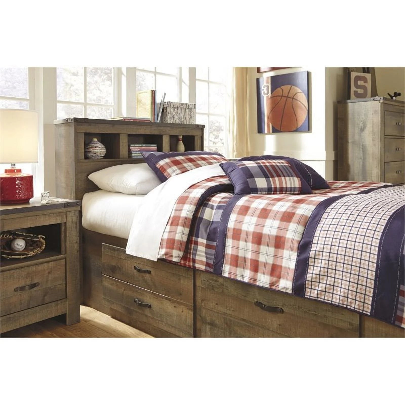 Ashley Furniture Trinell Twin Bed with Underbed Storage in Brown