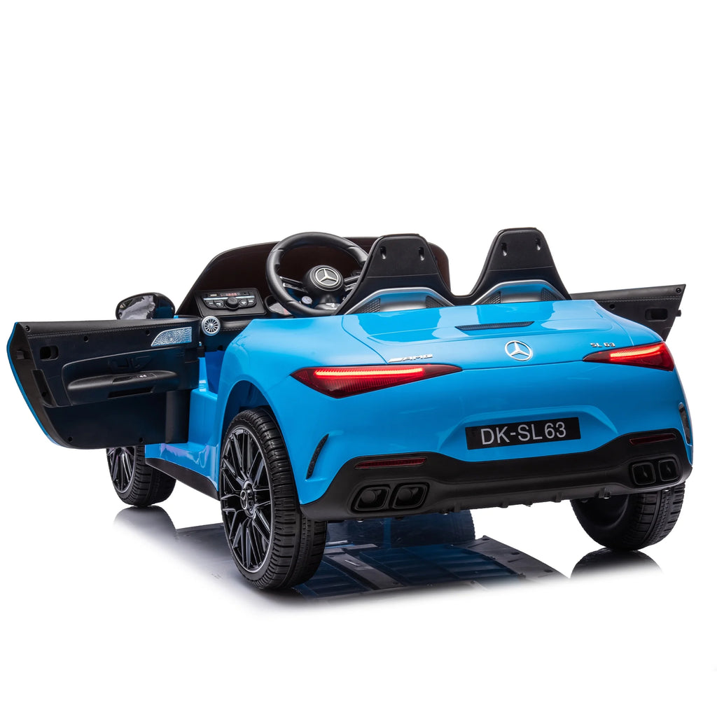 24V Ride on Car w/Parent Remote Control, Licensed Mercedes-Benz SL63 Powered Ride On Toy Car for Kids, Electric Car for Boy w/Music Bluetooth/LED Headlight/Belt, 200w Super Powerful Motor, Blue