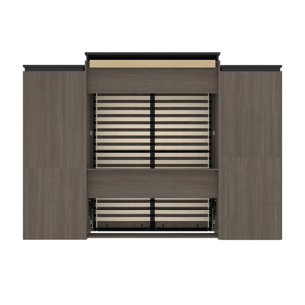 Atlin Designs 124" Queen Murphy Bed with Multifunctional Storage in Bark Gray