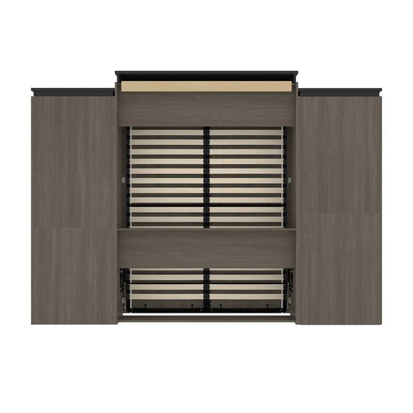 Atlin Designs 124" Queen Murphy Bed with Multifunctional Storage in Bark Gray