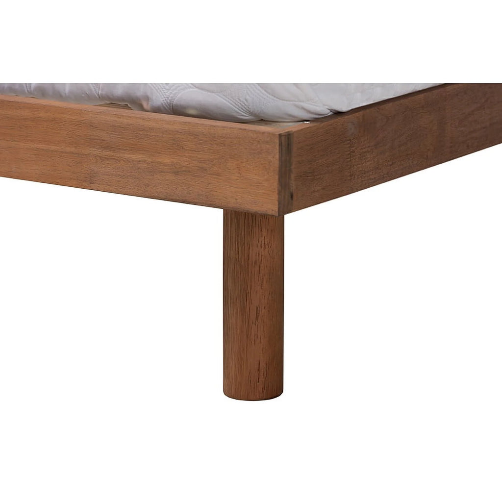 Baxton Studio Harper Mid-Century Modern Transitional Walnut Brown Finished Wood Full Size Platform Bed with Charging