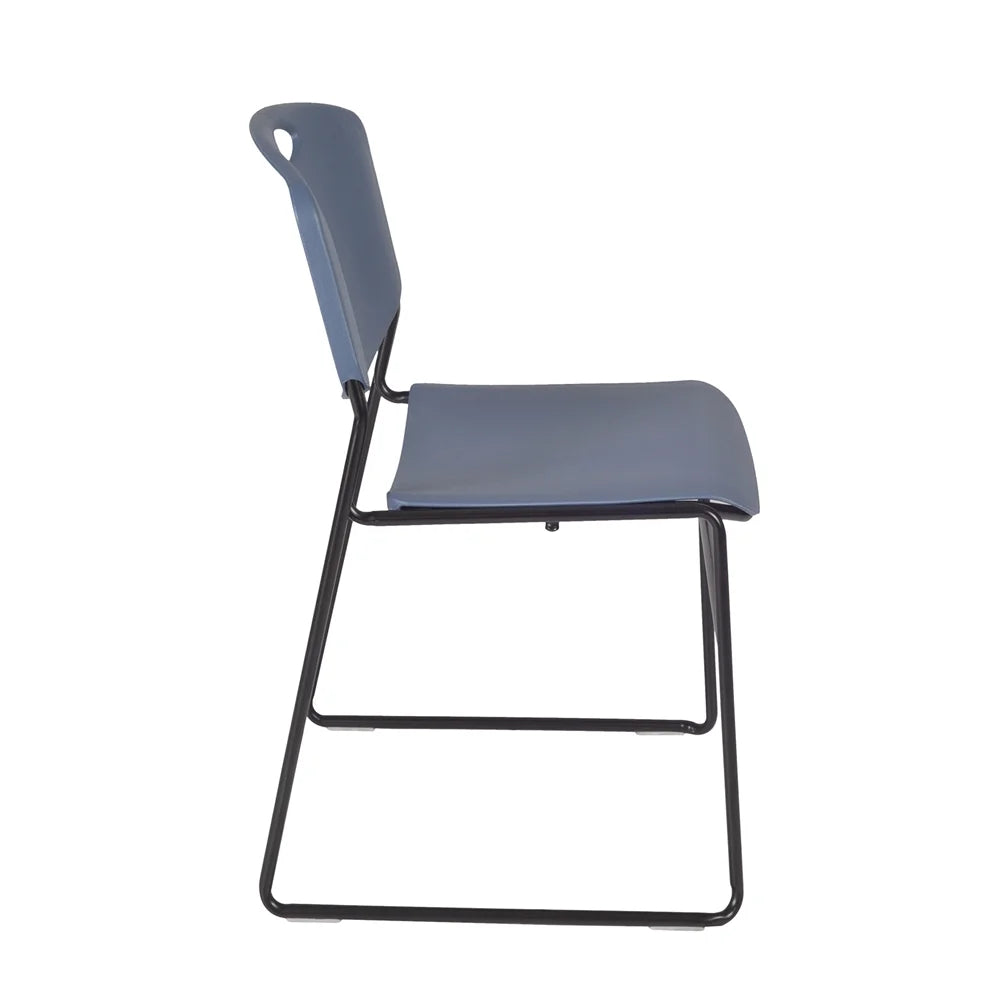Belen Kox 60" x 24" Kee Training Table- Grey/ Chrome & 2 Zeng Stack Chairs- Blue
