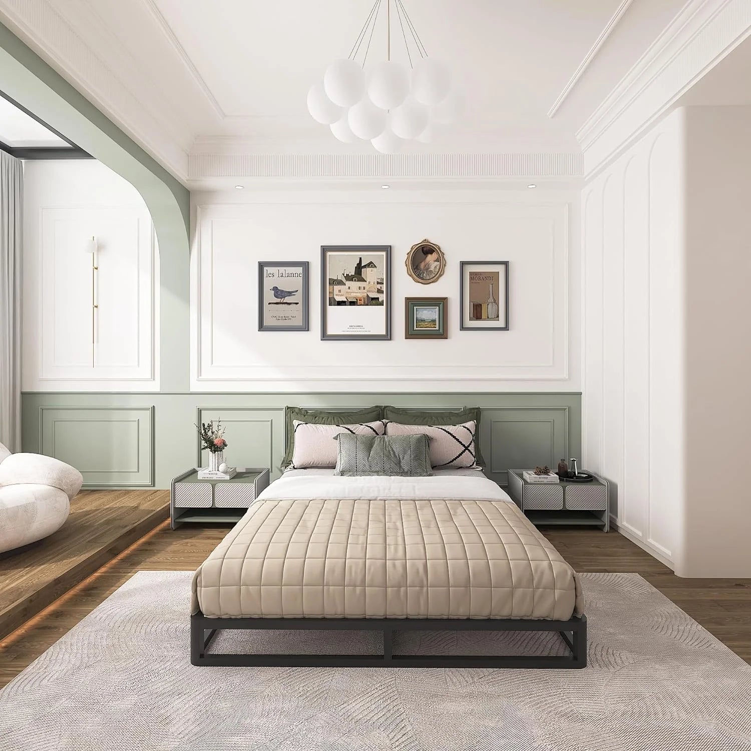 6 Inch Queen Bed Frame with Round Corner Edges, Low Profile Queen Metal Platform Bed Frame with Steel Slat Support, No Box Spring Needed/Easy Assembly/Noise Free Mattress Foundation