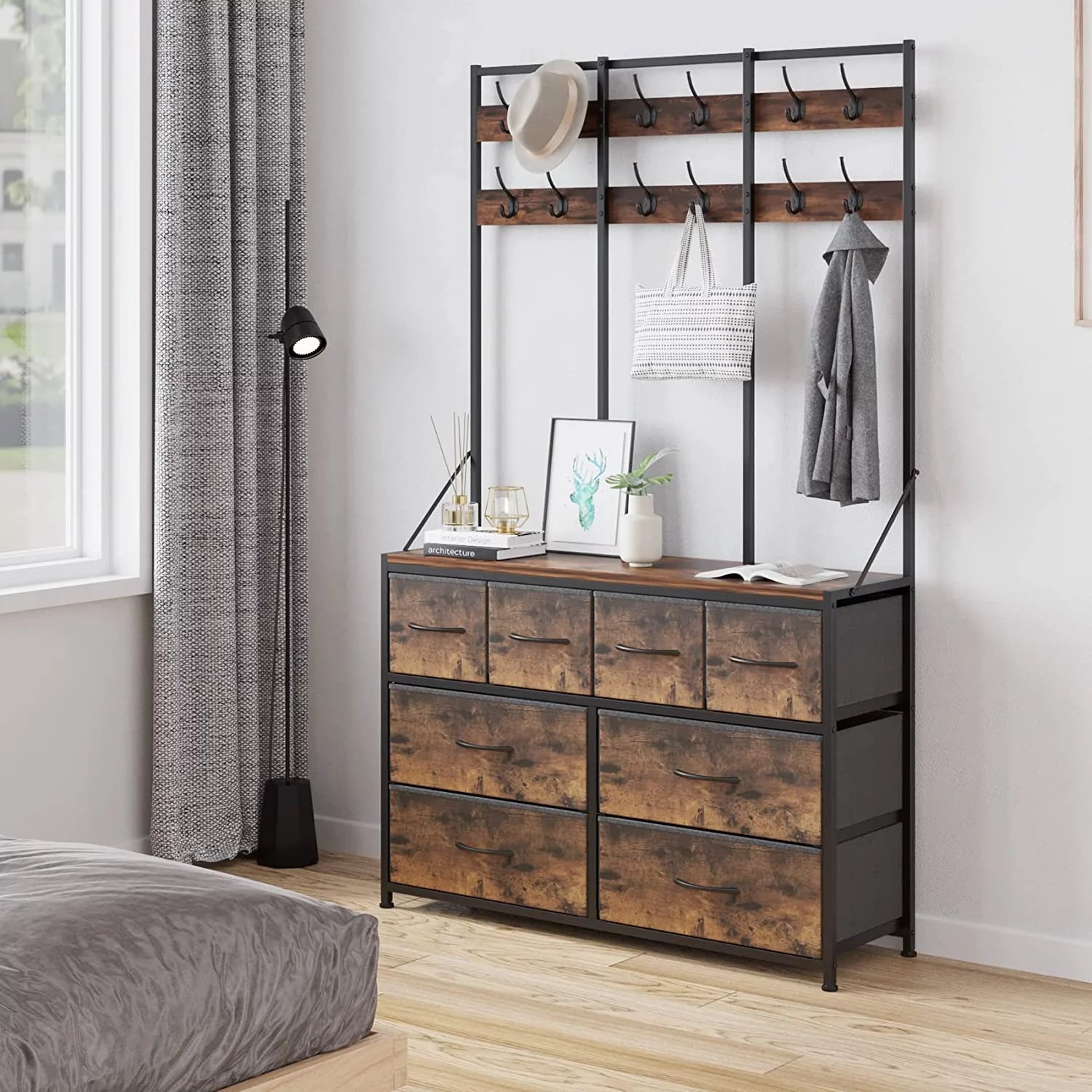 8 Drawer Dresser, Chest of Drawers for Bedroom Living Room, Entryway, Fabric Storage Chest for Closets (Rustic Brown)