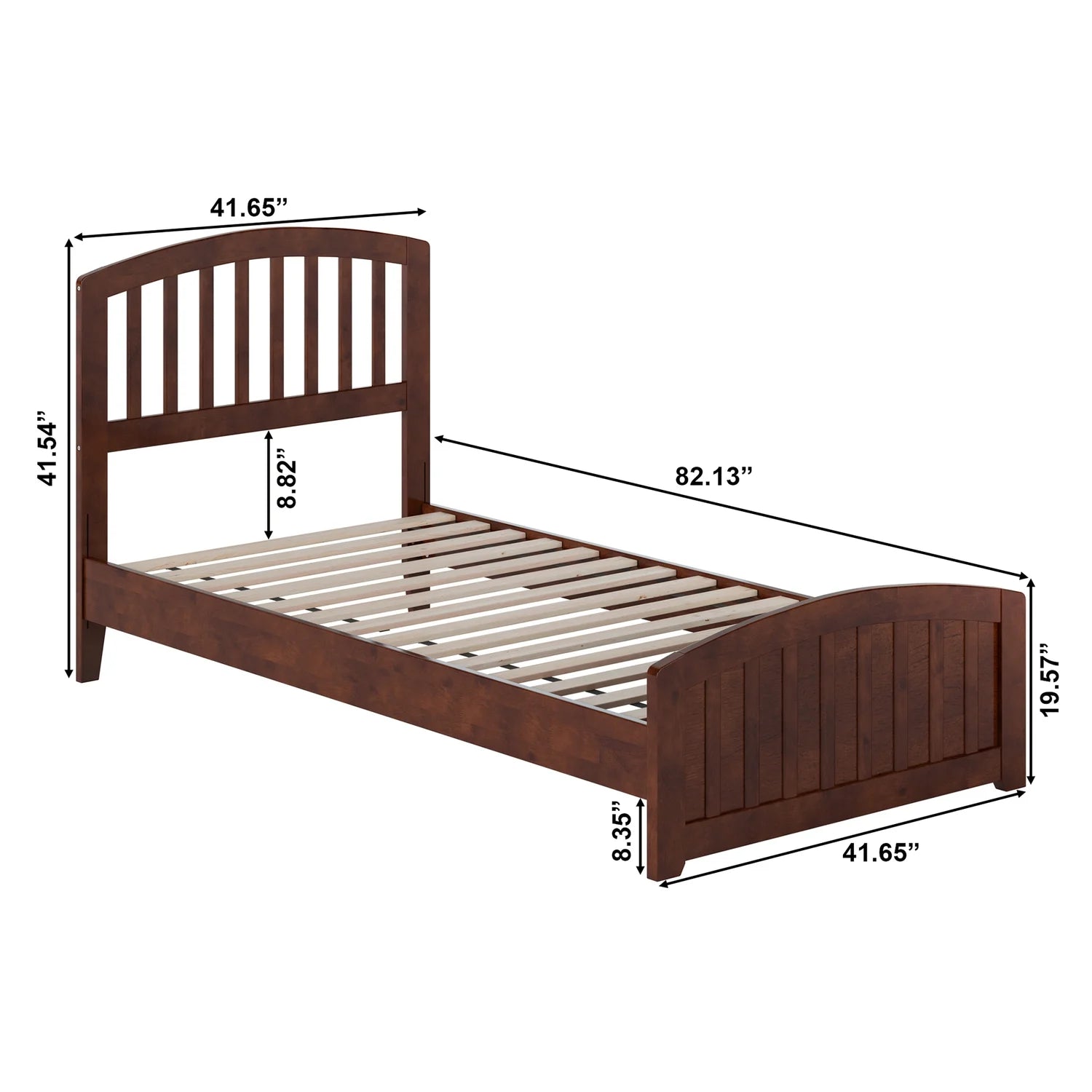 AFI Quincy Twin XL Solid Wood Low Profile Platform Bed with Matching Footboard, Walnut