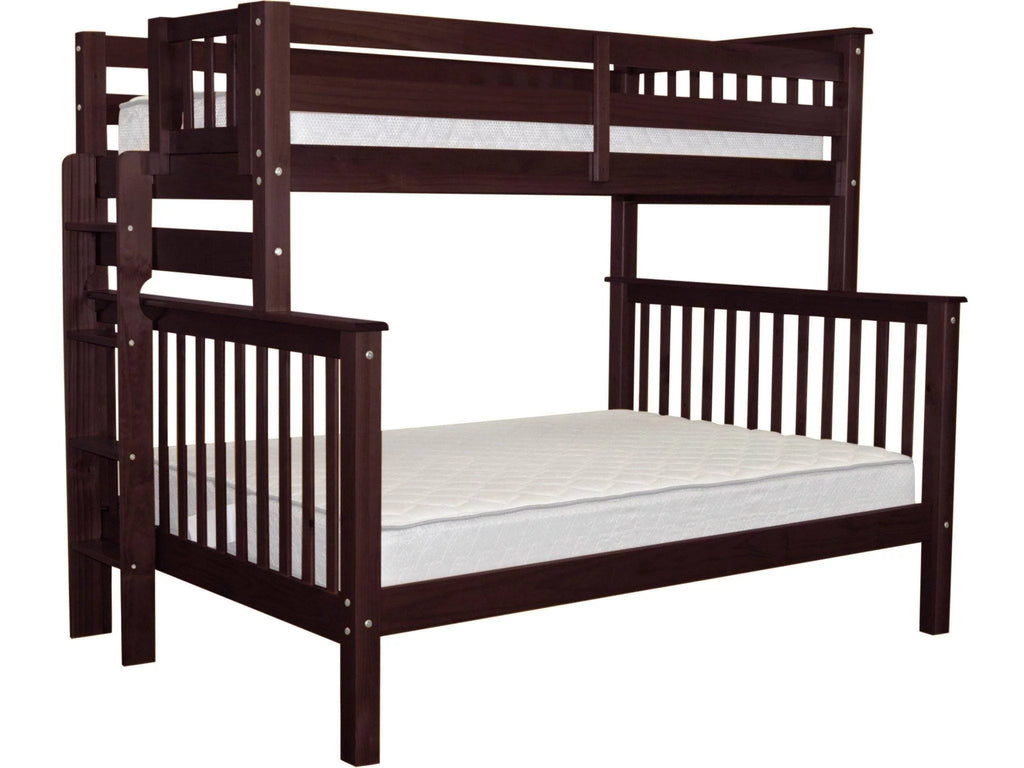 Bedz King Bunk Beds Twin over Full Mission Style with End Ladder, Dark Cherry