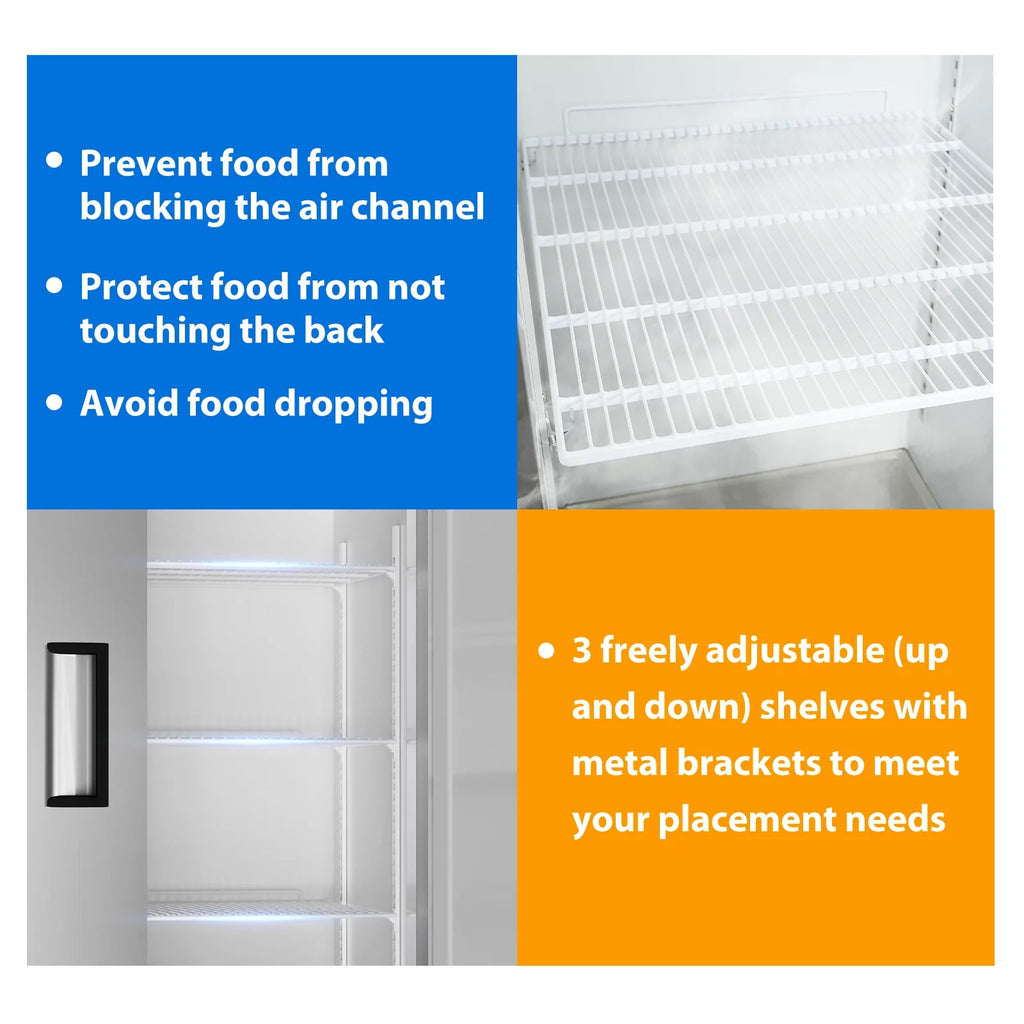 54"W Commercial Refrigerator, 2 Section Reach-in Solid Door, 49 Cu.ft Stainless Steel Upright Commercial Refrigerator, for Restaurant Shop Bar Residentials