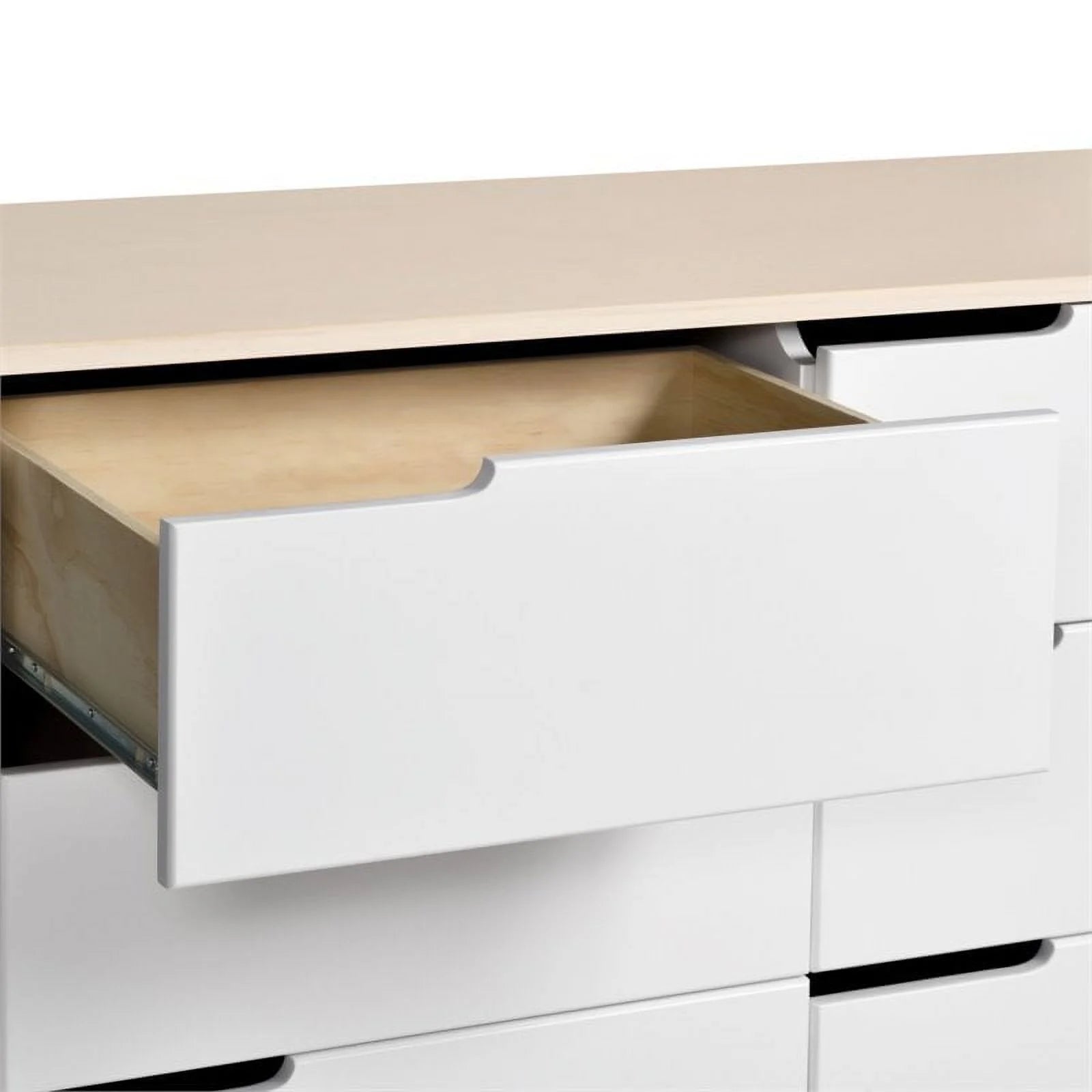 Babyletto Hudson 6 Drawer Double Wood Dresser in Washed Natural and White Beige
