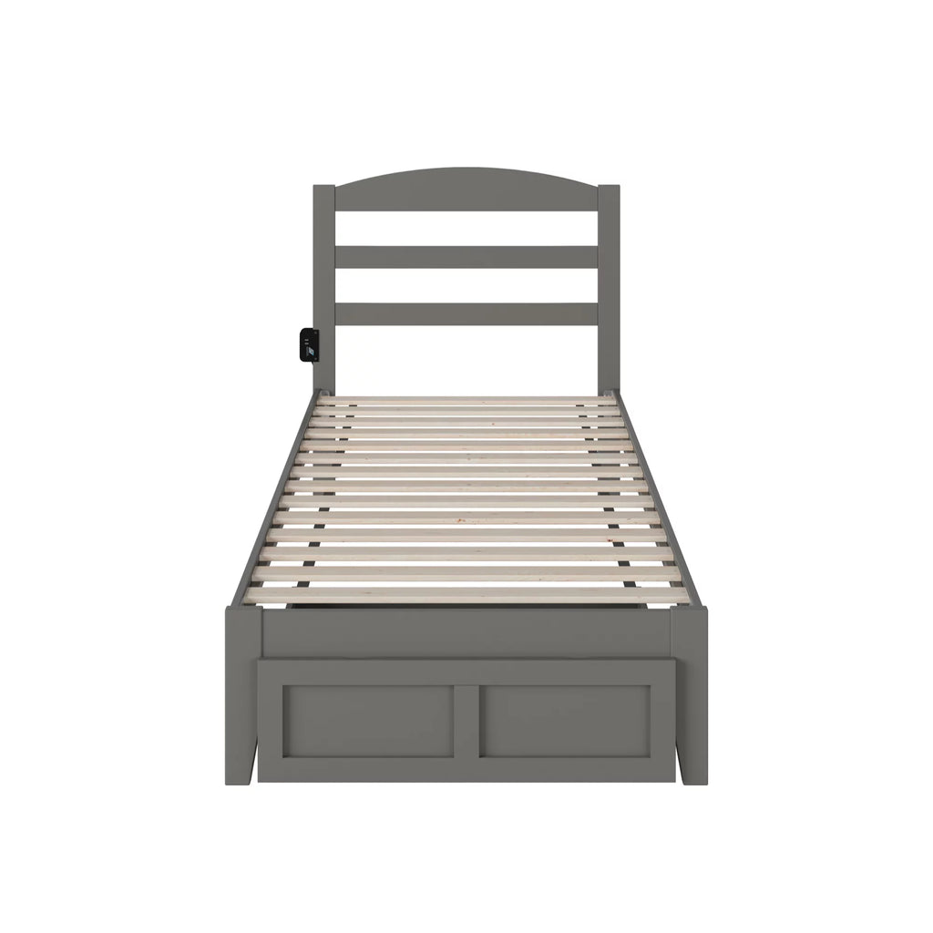 AFI Warren Solid Wood Traditional Twin Bed w/ Drawer in Gray