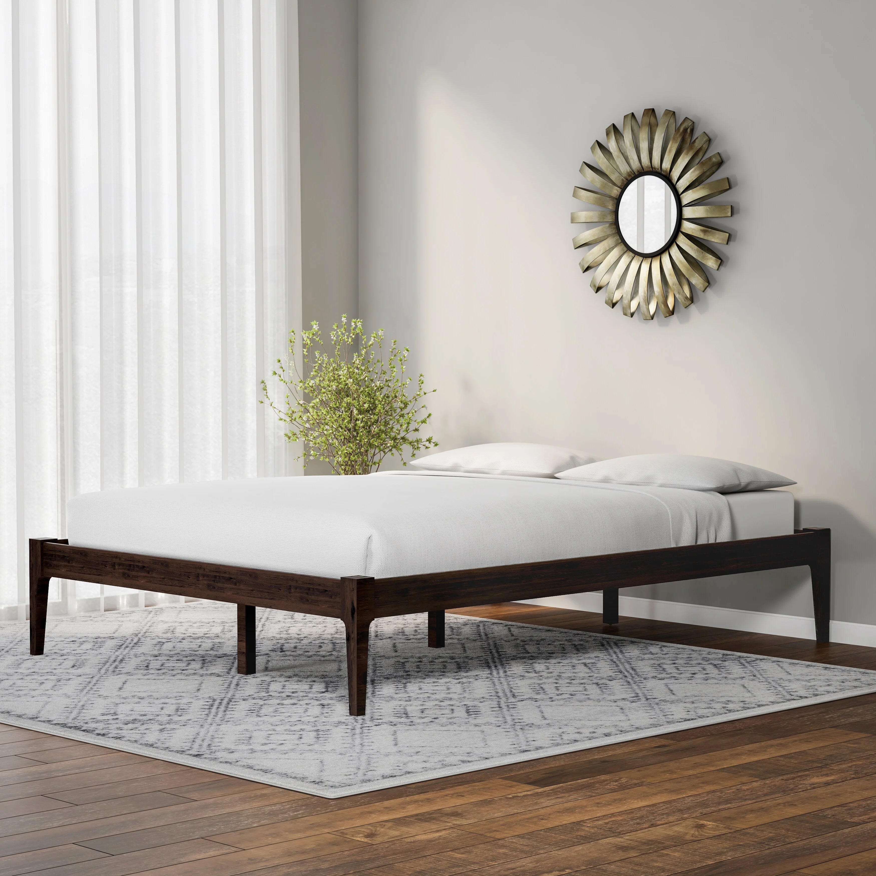 Baxton Studio  Damon Mid-century Modern Cappuccino Bed Queen