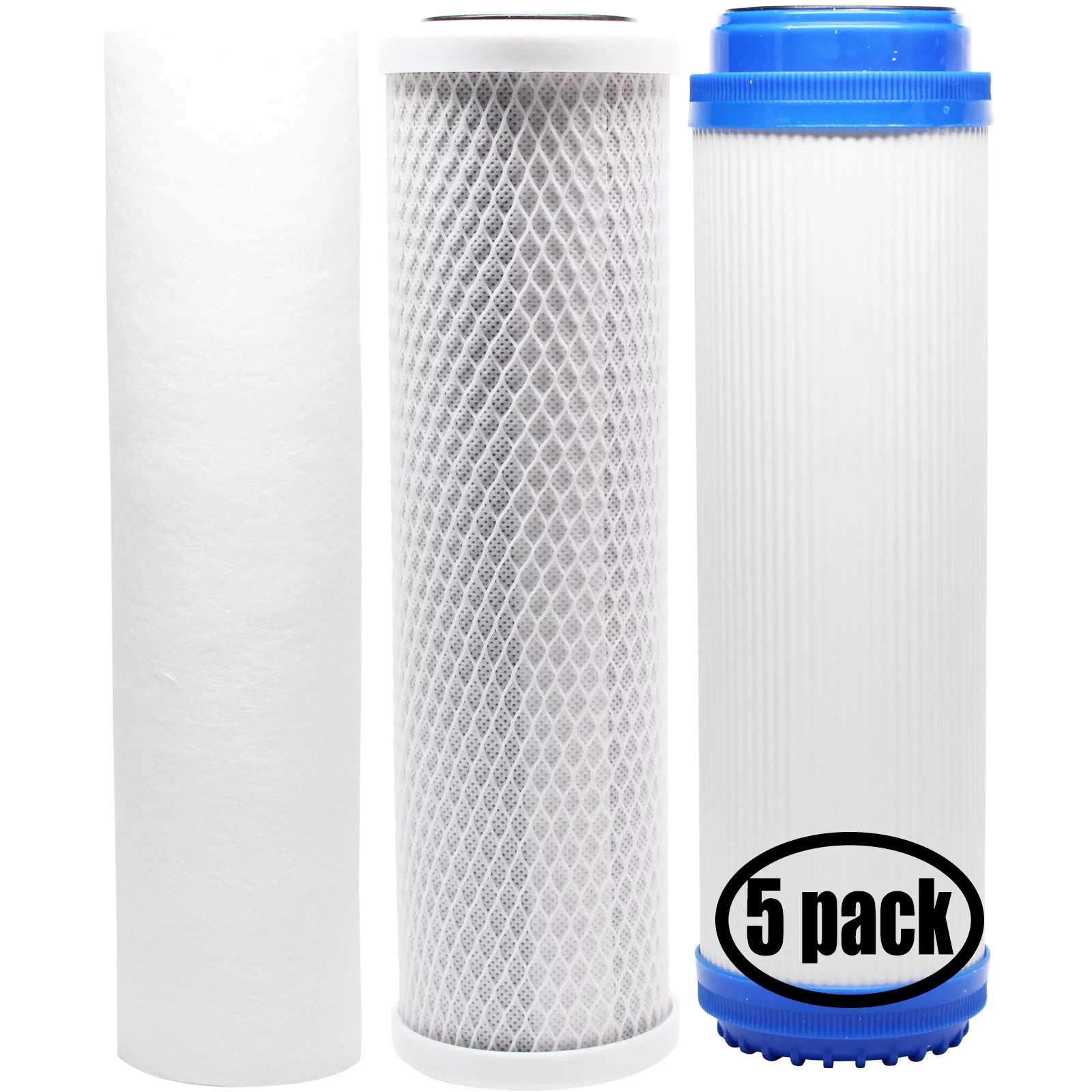 5-Pack Replacement for Filter Kit for Hydronix HF3-10WHWH38 RO System - Includes Carbon Block Filter, PP Sediment Filter & GAC Filter - Denali Pure Brand