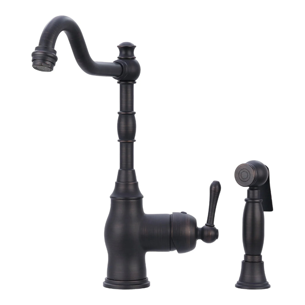 Akicon One-Handle Copper Widespread Kitchen Faucet with Side Sprayer Oil Rubbed Bronze Oil Rubbed
