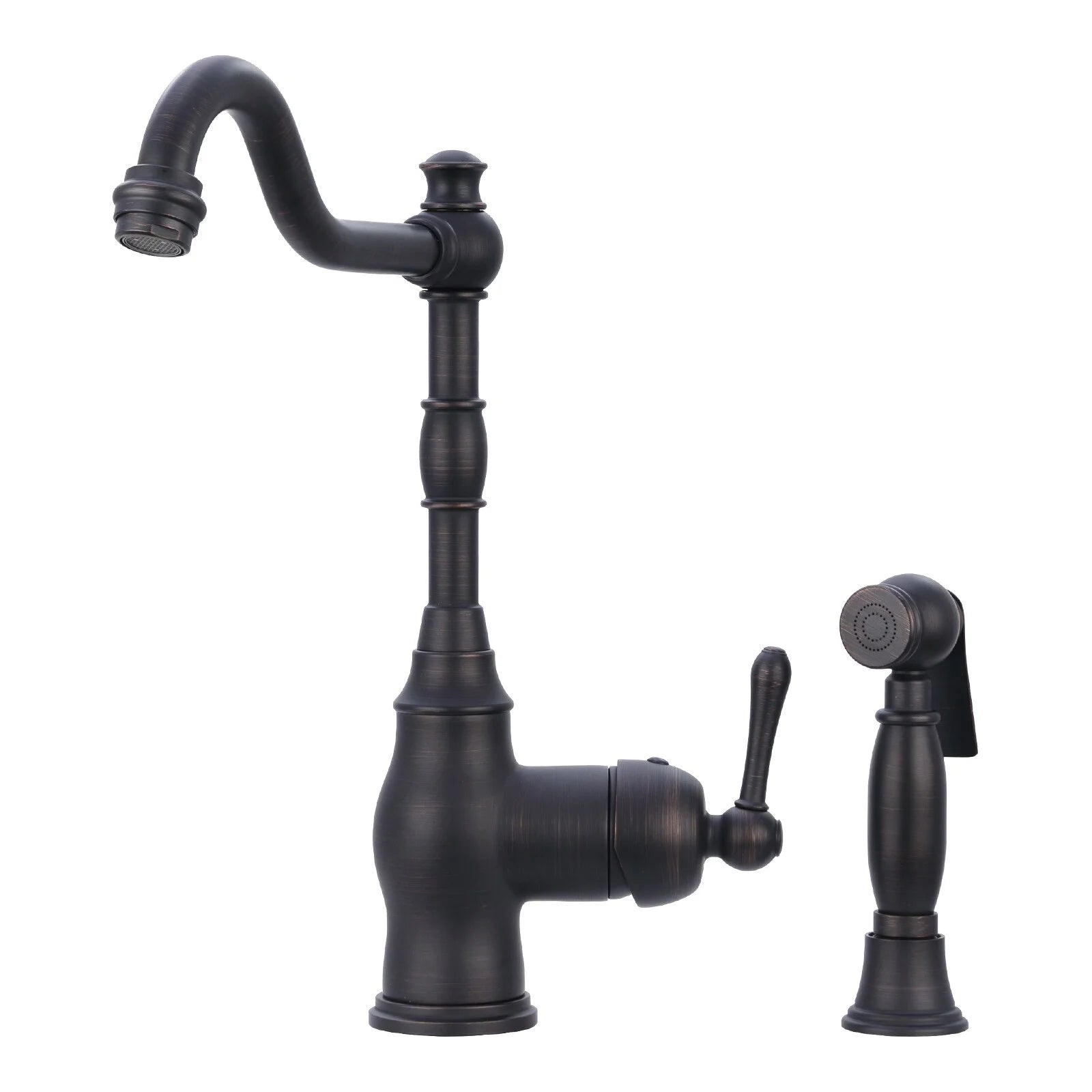 Akicon One-Handle Copper Widespread Kitchen Faucet with Side Sprayer Oil Rubbed Bronze Oil Rubbed