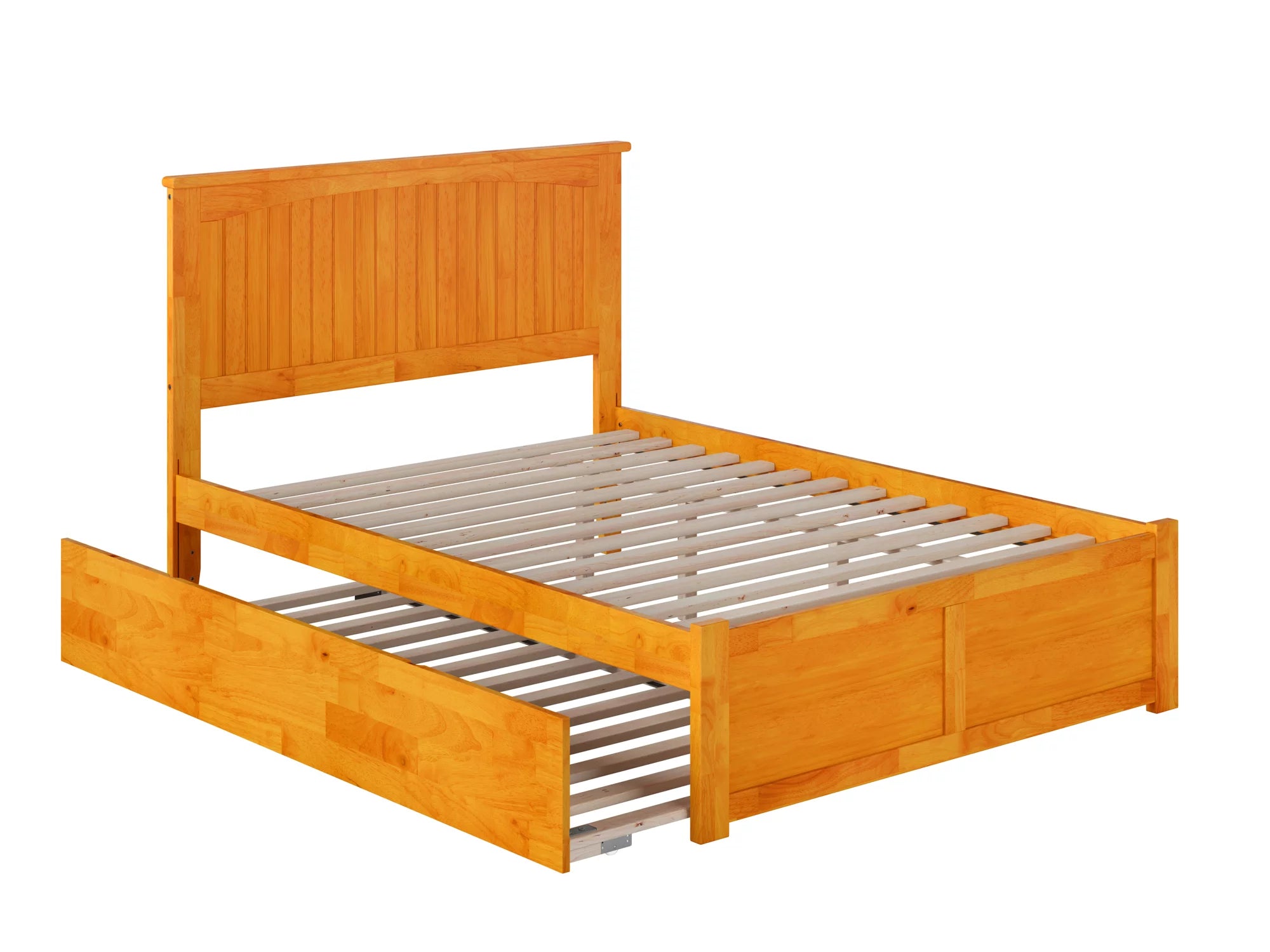AFI Nantucket Full Size Platform Bed with Panel Footboard and Twin Size Trundle in Caramel Latte