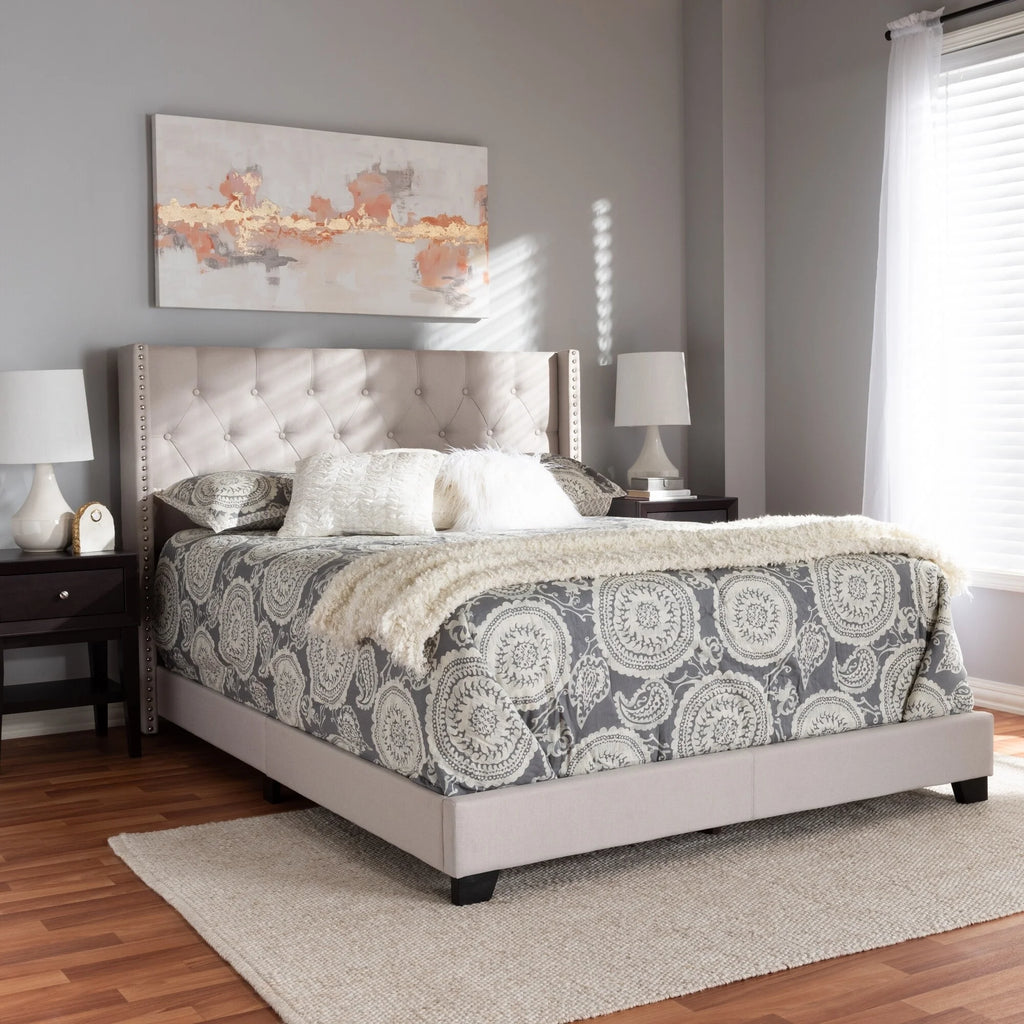 Baxton Studio Contemporary Bed by  Beige King