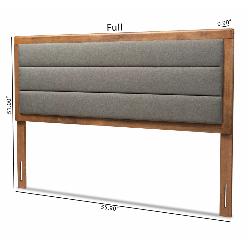 Baxton Studio Dexter Modern and Contemporary Dark Grey Fabric Upholstered and Walnut Brown Finished Wood Full Size Headboard