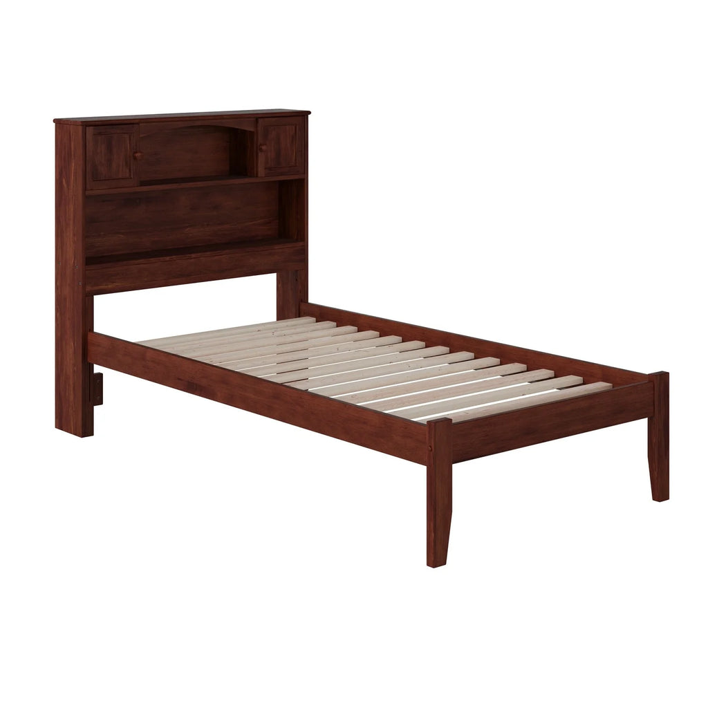 AFI Newport Walnut Twin XL Bookshelf Headboard Platform Bed