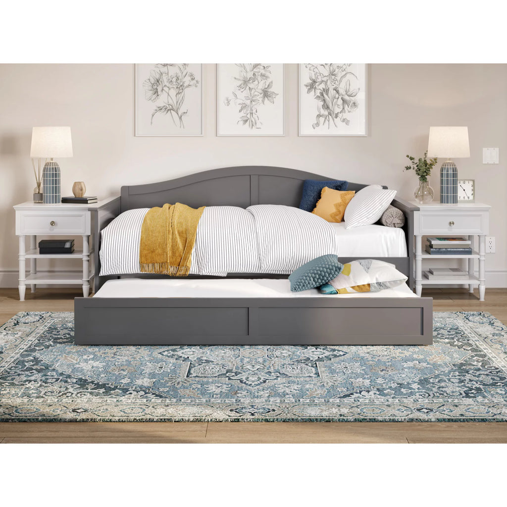 AFI Acadia Twin Wood Daybed with Twin Size Trundle in Grey