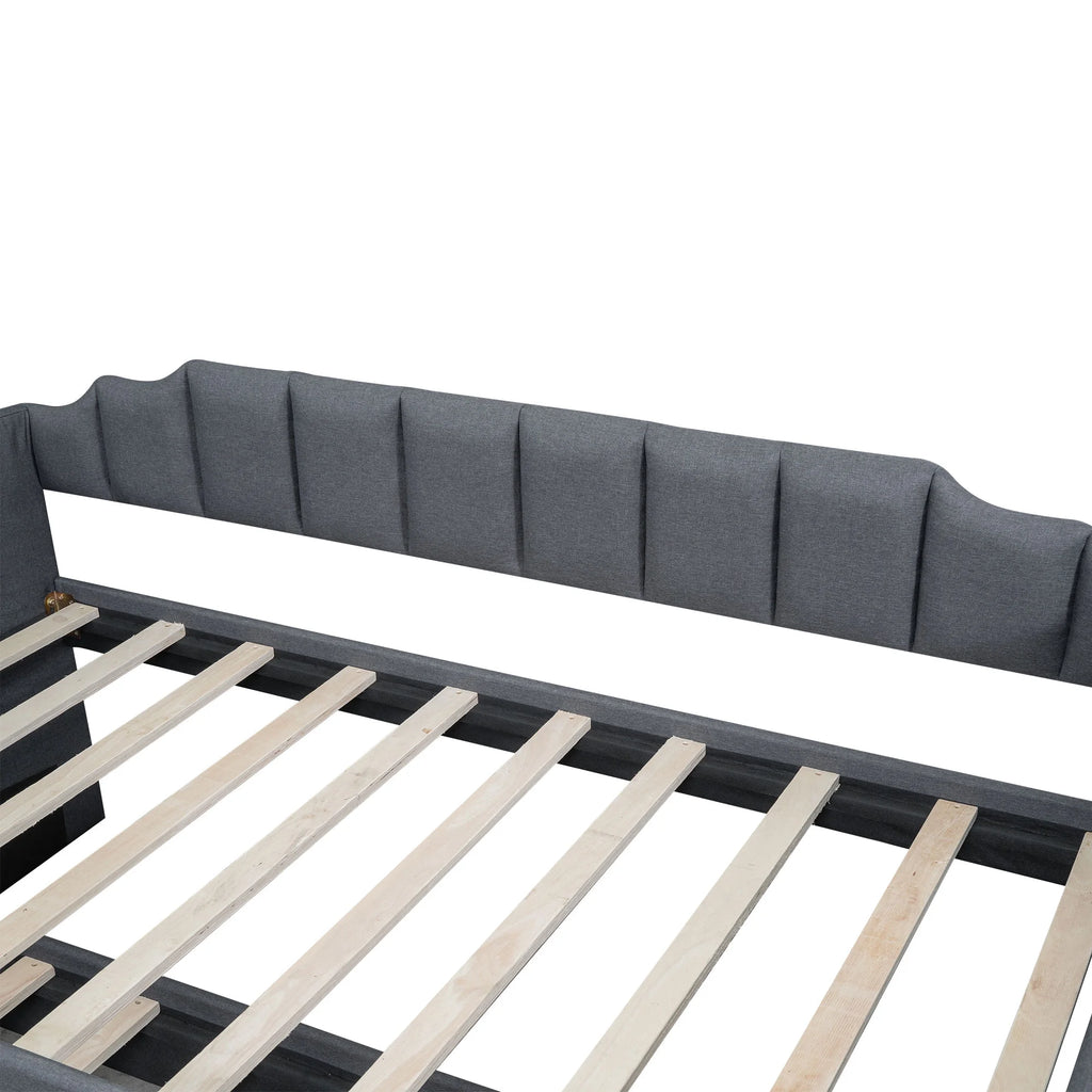 Bellemave Upholstered Daybed with Trundle and 3 Drawers, Twin Size Daybed Frame with Storage, Sofa Bed for Bedroom, Living Room, Guest Room (Gray)