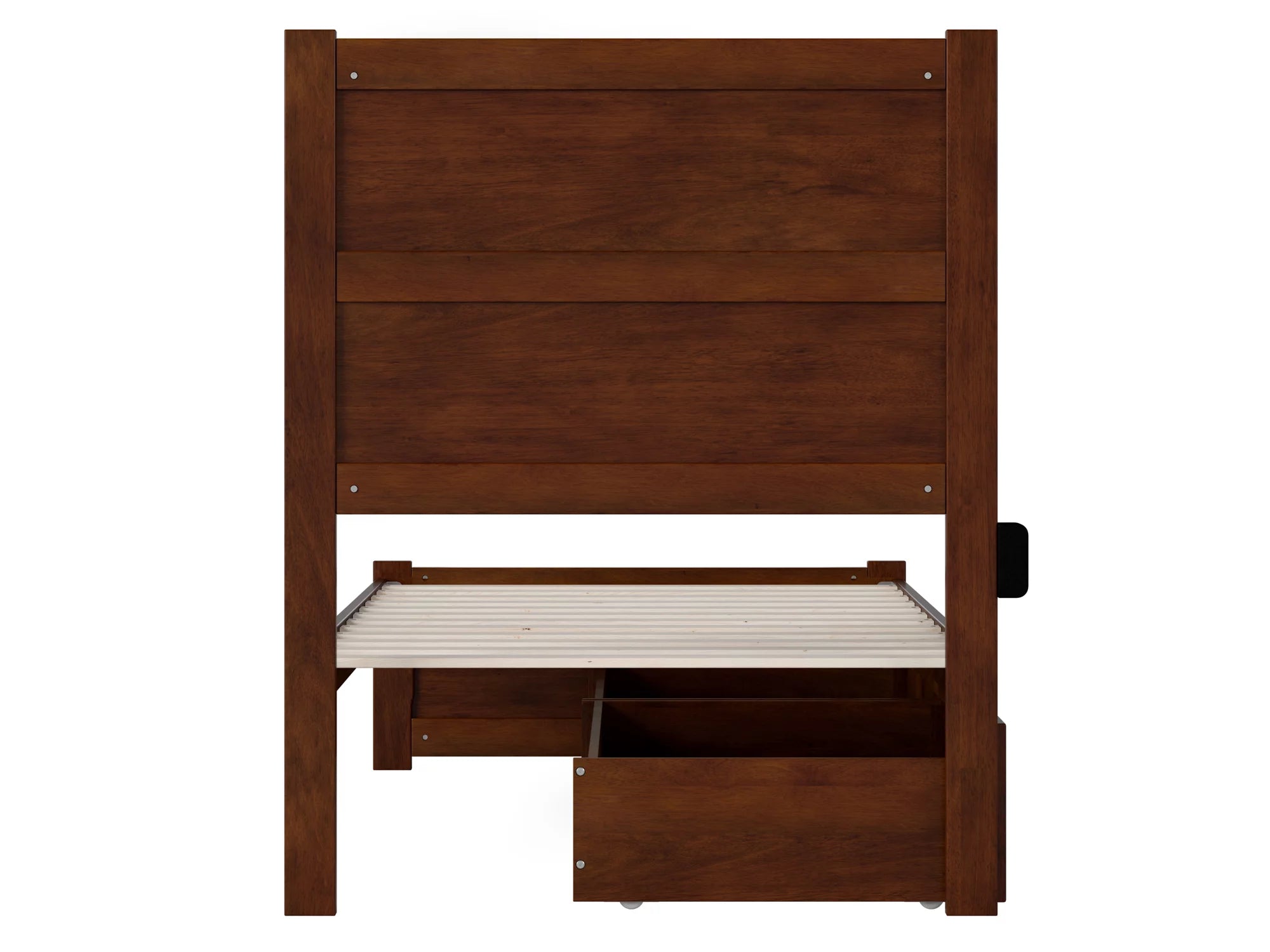AFI NoHo Twin Wood Platform Bed with Headboard Footboard & 2 Storage Drawers, Walnut