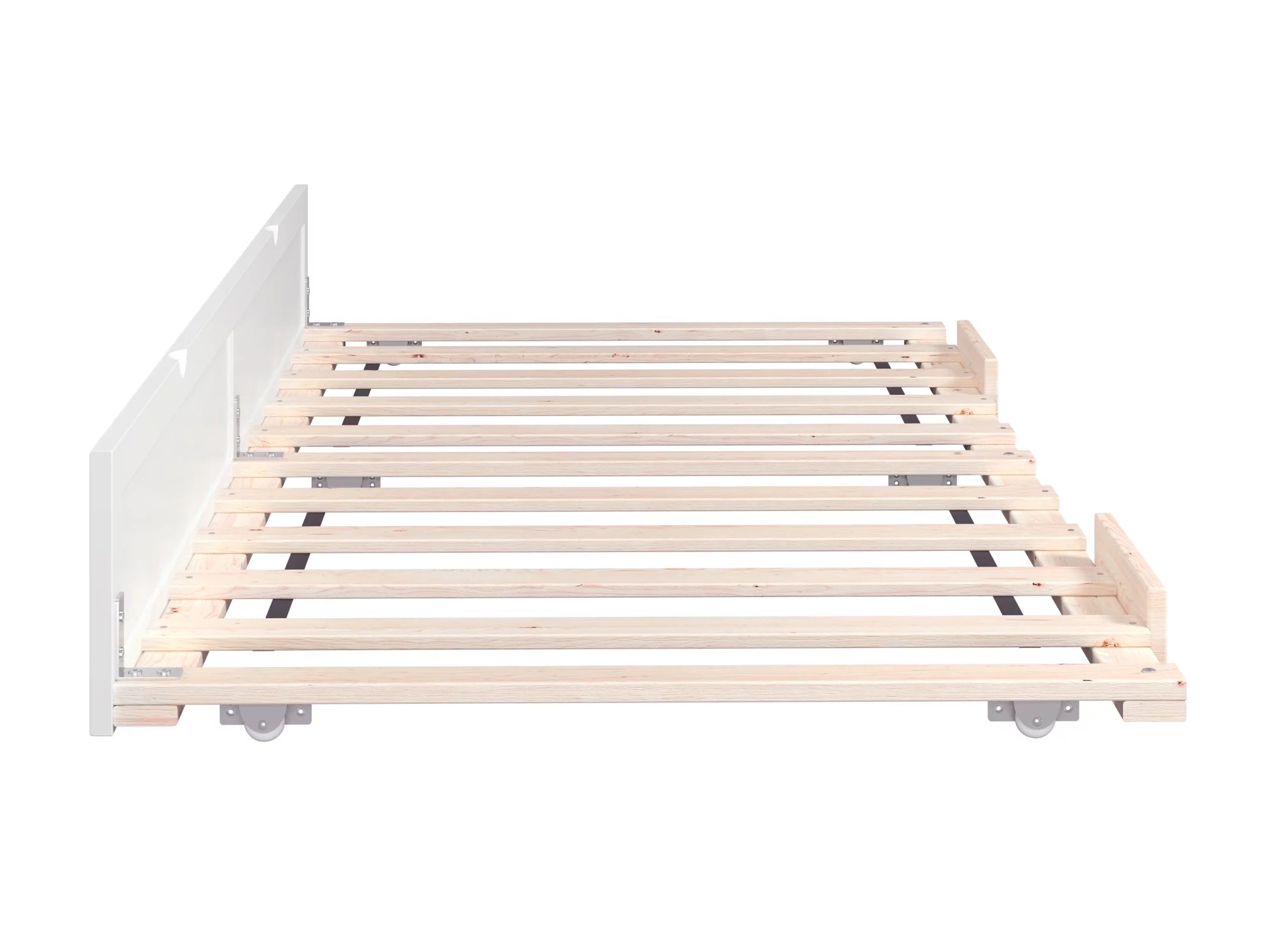 AFI Twin Roll Out Wood Trundle Bed Frame with Wooden Slat Supports, White