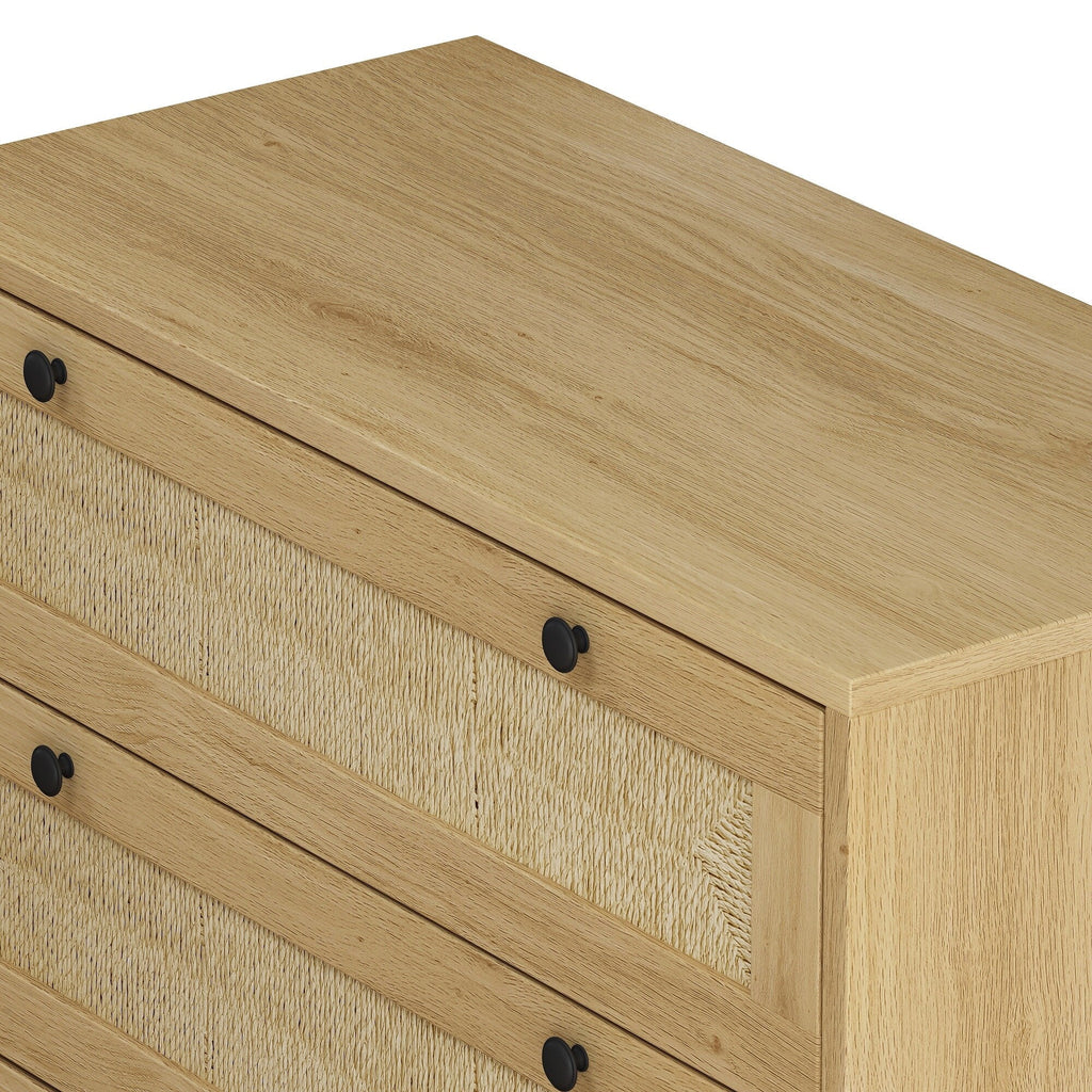 3-Drawers Dresser with Rope Woven Drawer Panel Design