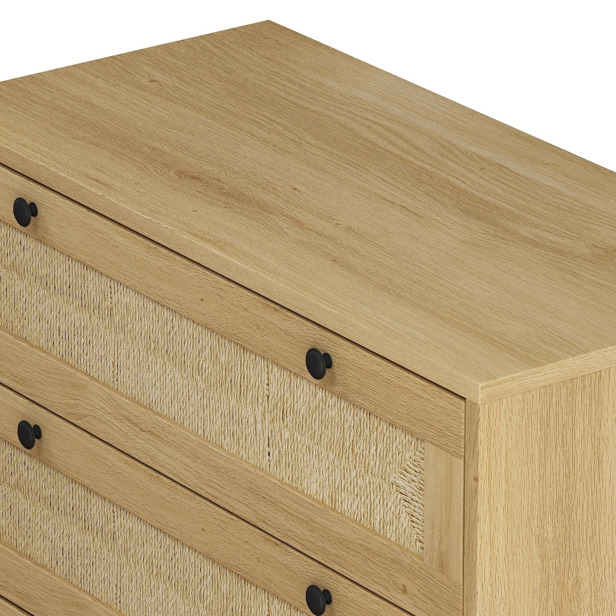 3-Drawers Dresser with Rope Woven Drawer Panel Design