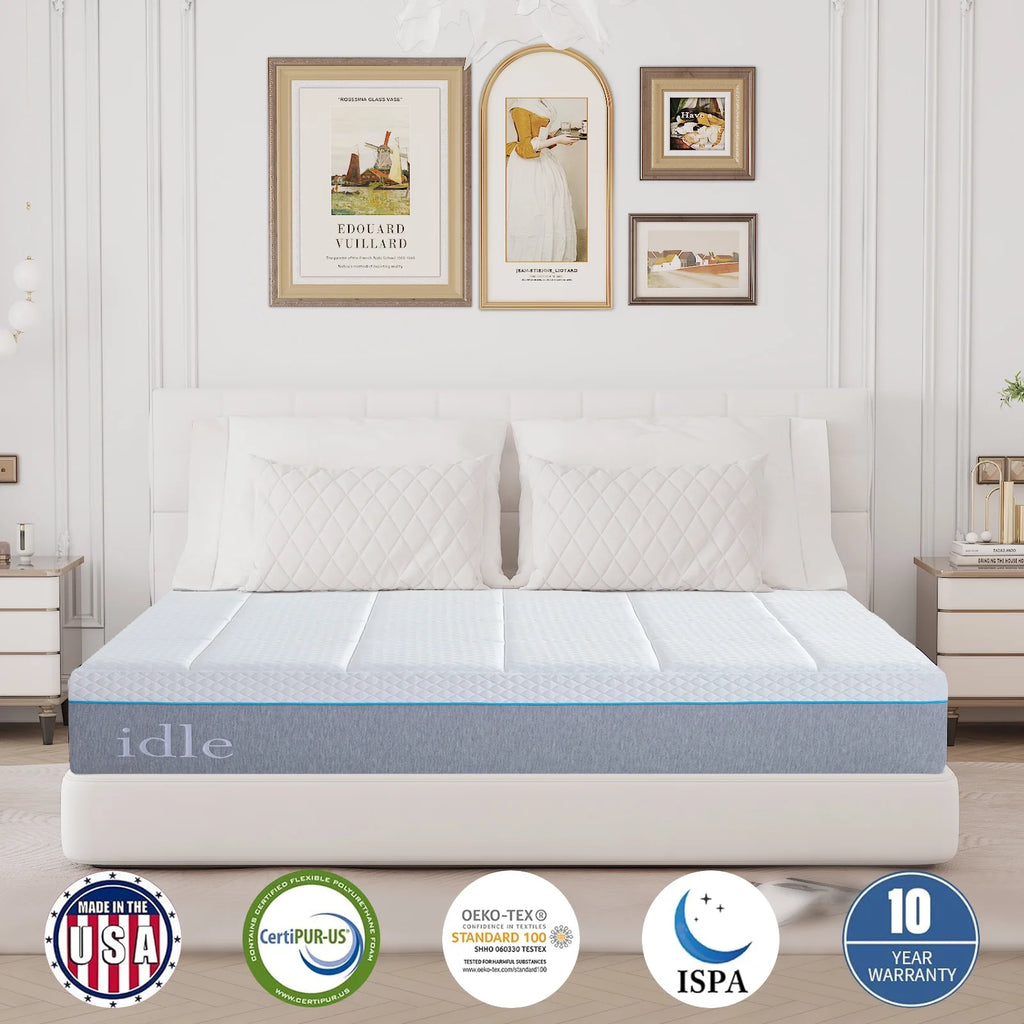 14'' Queen Cooling Mattress, Cooling Gel Memory Foam Mattress in a Box, CertiPUR-US Certified Made in USA, Medium Double Firm Mattress for Pressure Relief, White