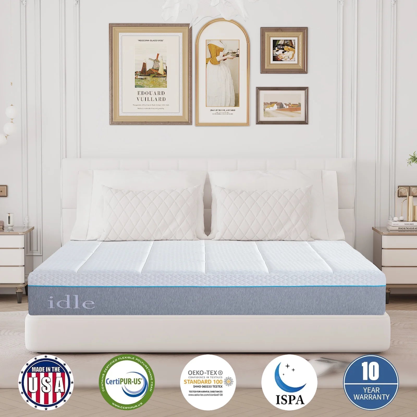 14'' Queen Cooling Mattress, Cooling Gel Memory Foam Mattress in a Box, CertiPUR-US Certified Made in USA, Medium Double Firm Mattress for Pressure Relief, White