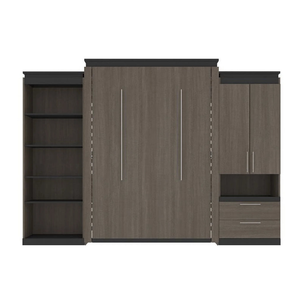 Atlin Designs 124" Queen Murphy Bed with Multifunctional Storage in Bark Gray