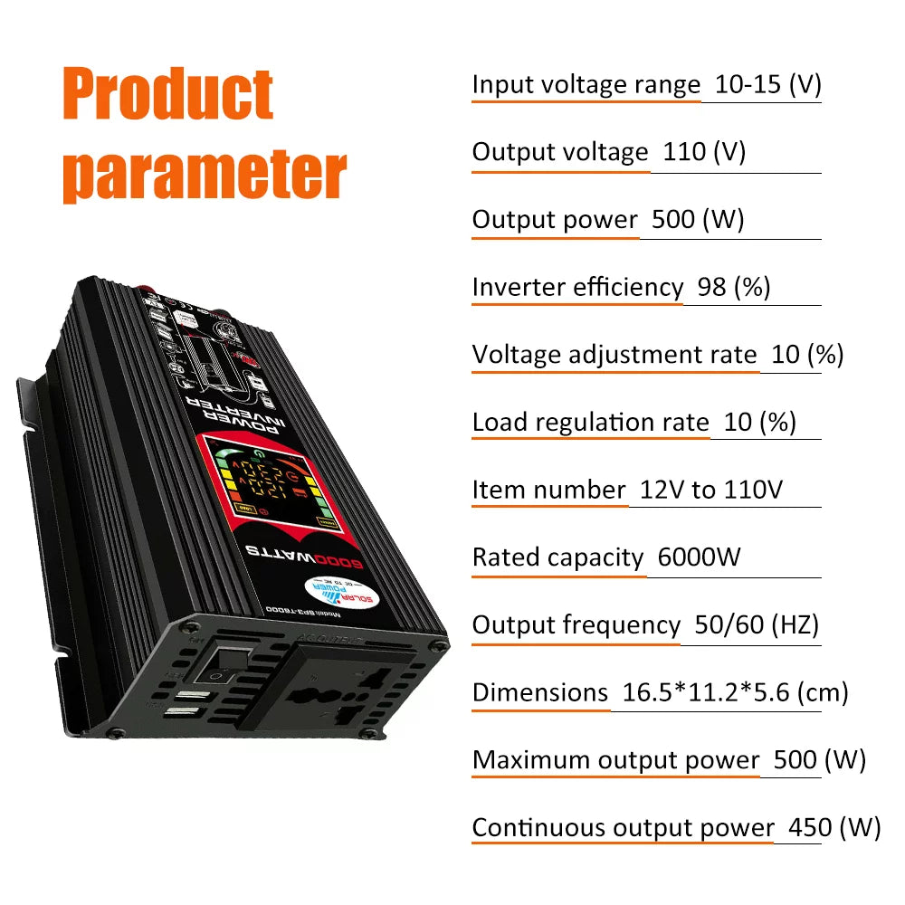 6000W Complete Solar Panel Kit Solar Power Generator 100A Home 110V Grid System