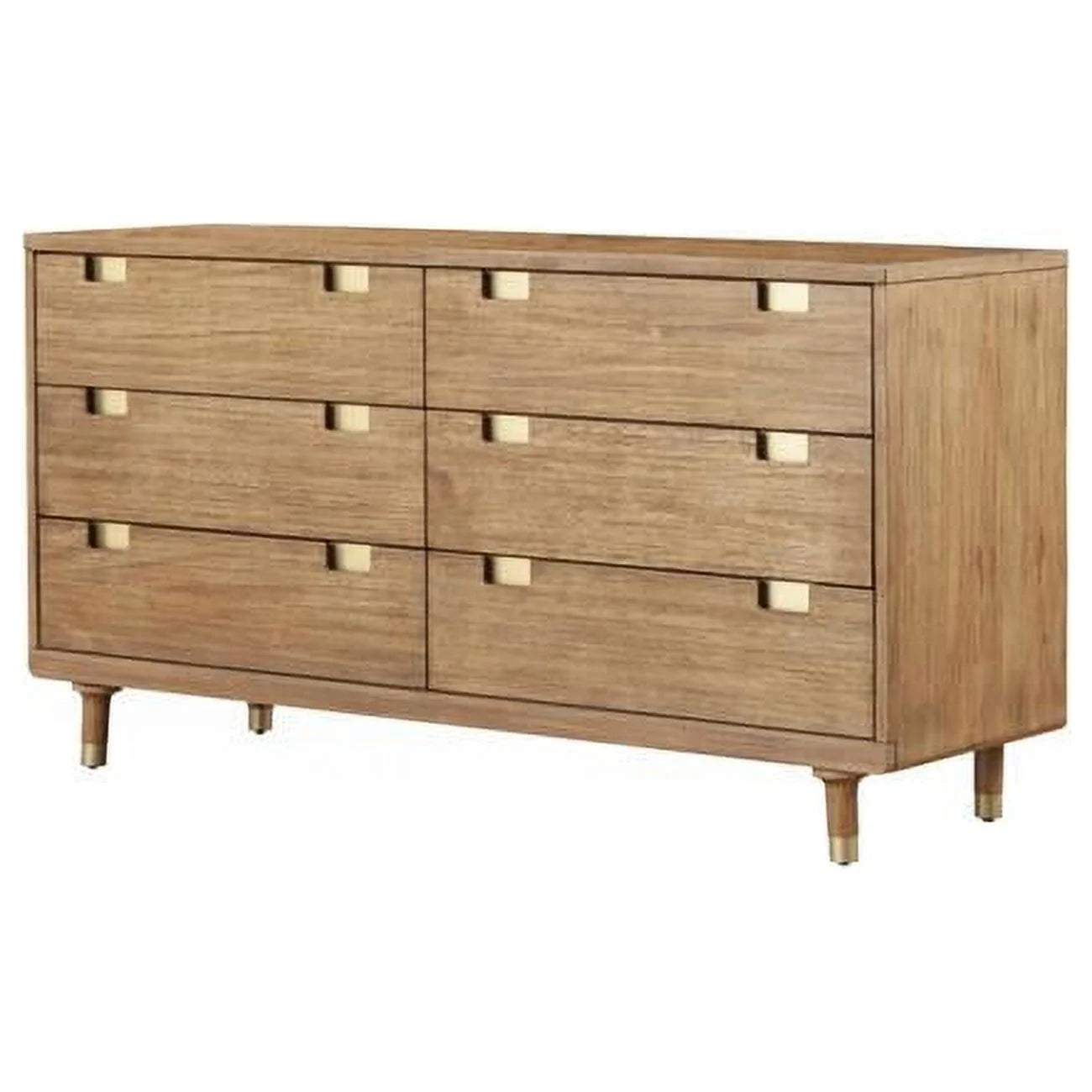 60 in. Sandy Brown Solid Wood Six Drawer Double Dresser