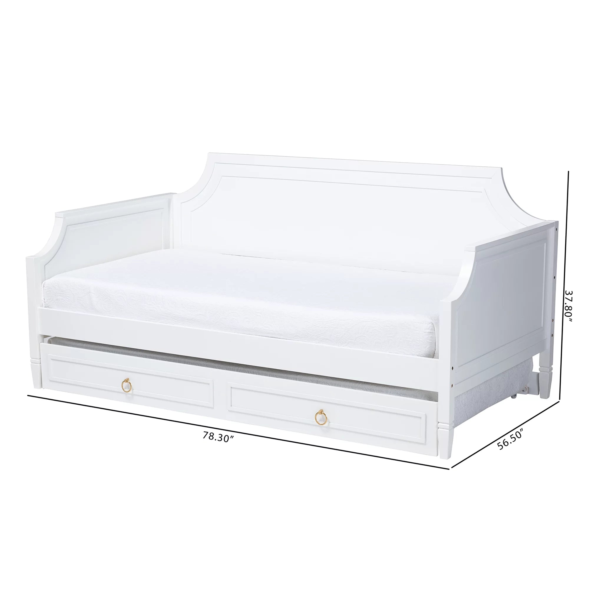 Baxton Studio Mariana Classic and Traditional White Finished Wood Full Size Daybed with Twin Size trundle