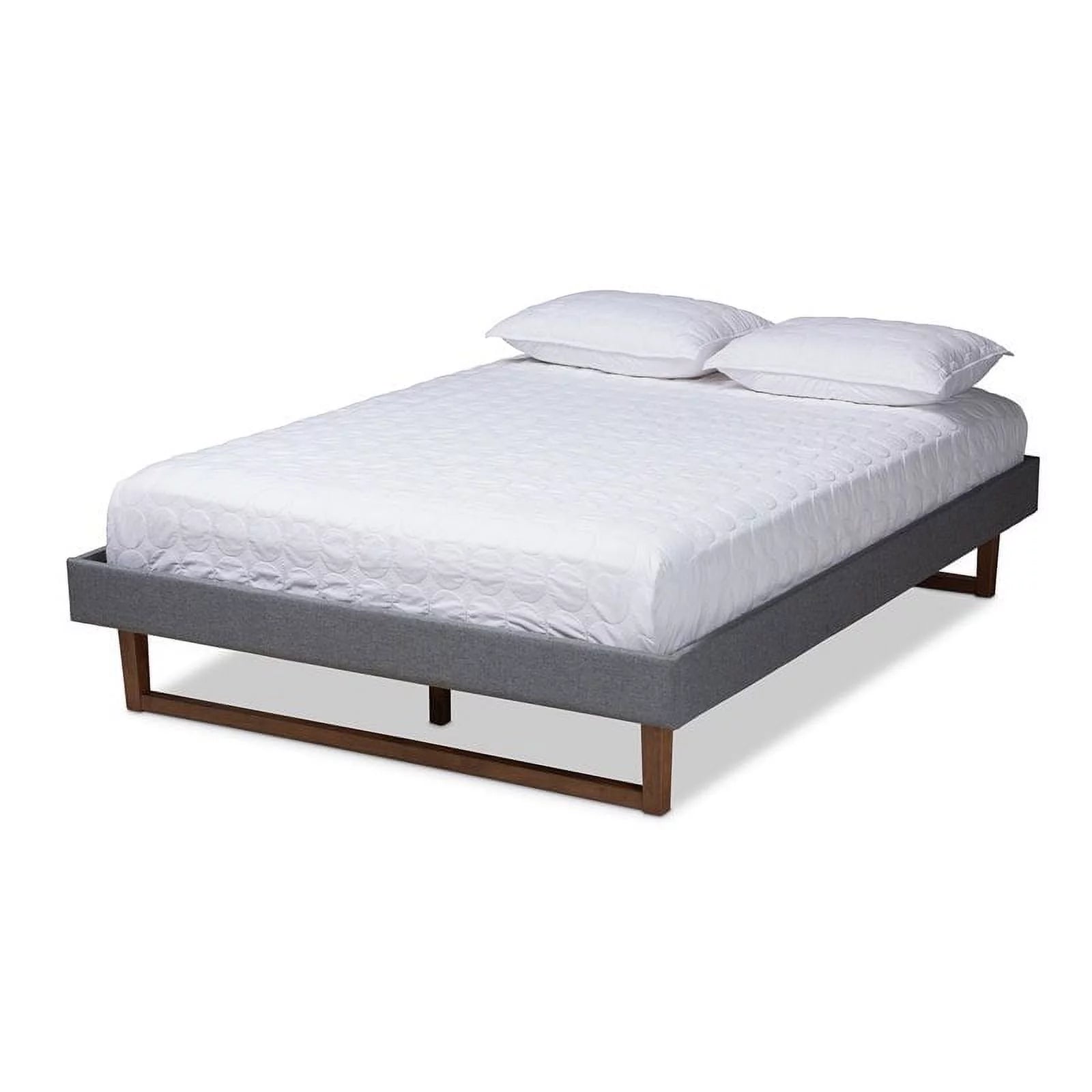 Allora Mid-Century Wood and Fabric King Platform Bed in Dark Gray