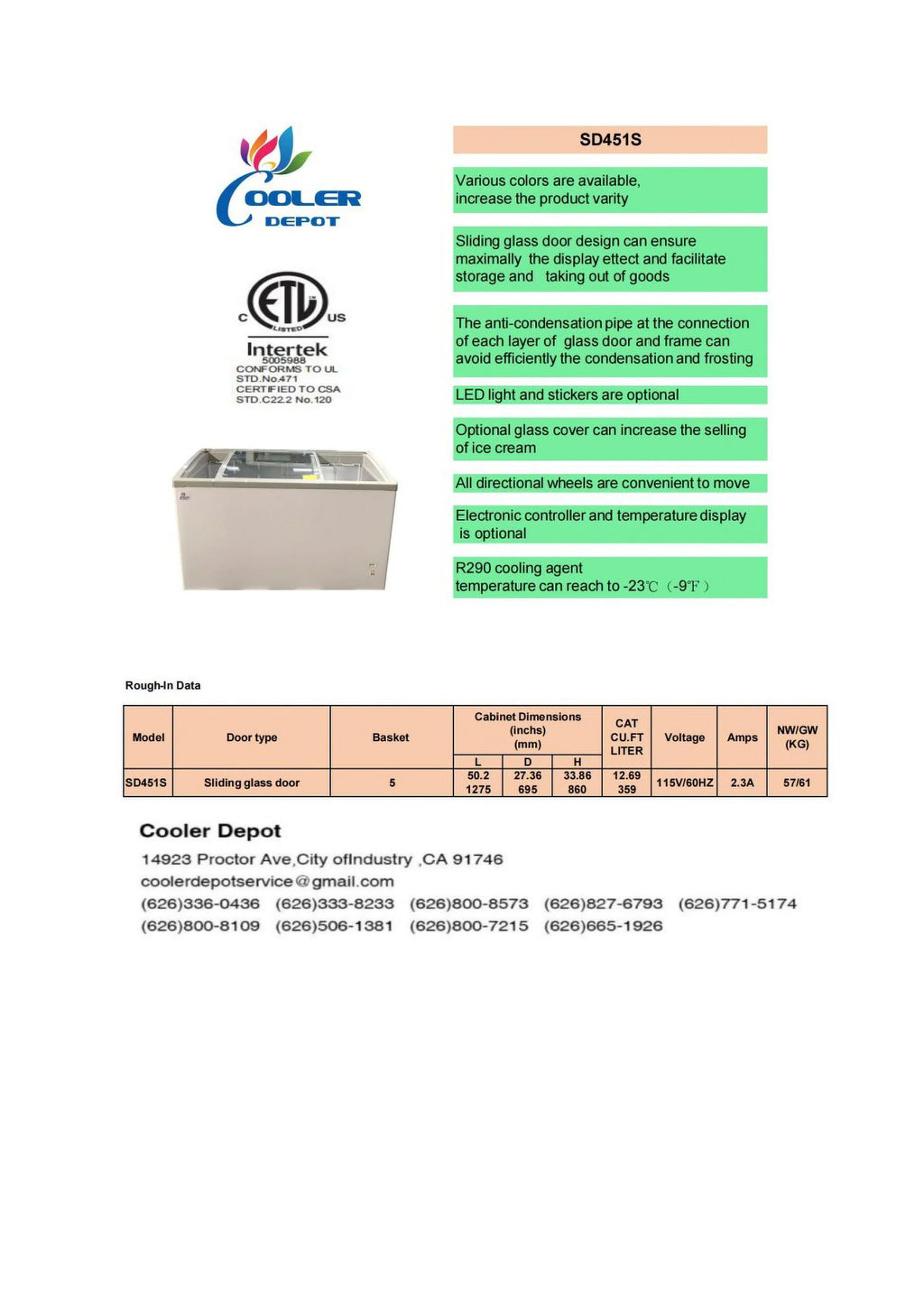 50 in. Commercial Chest Freezer 13 Cu.ft. White, Ice Cream Chest Freezer