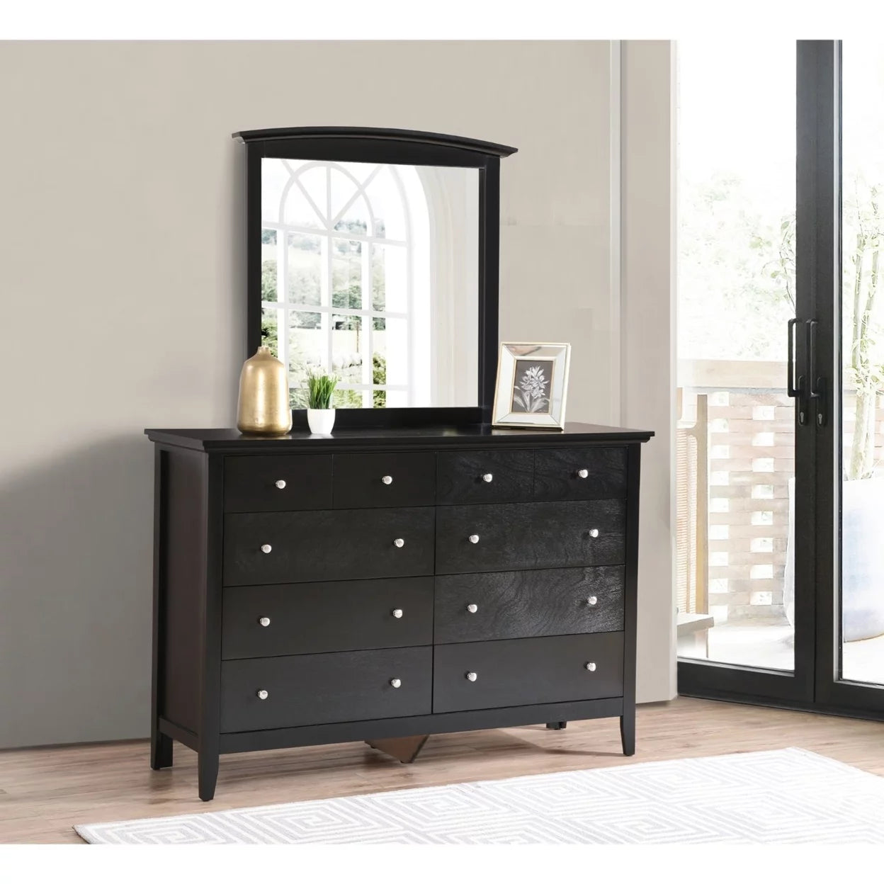 37 in. x 35 in. Classic Rectangle Framed Dresser Mirror - Black