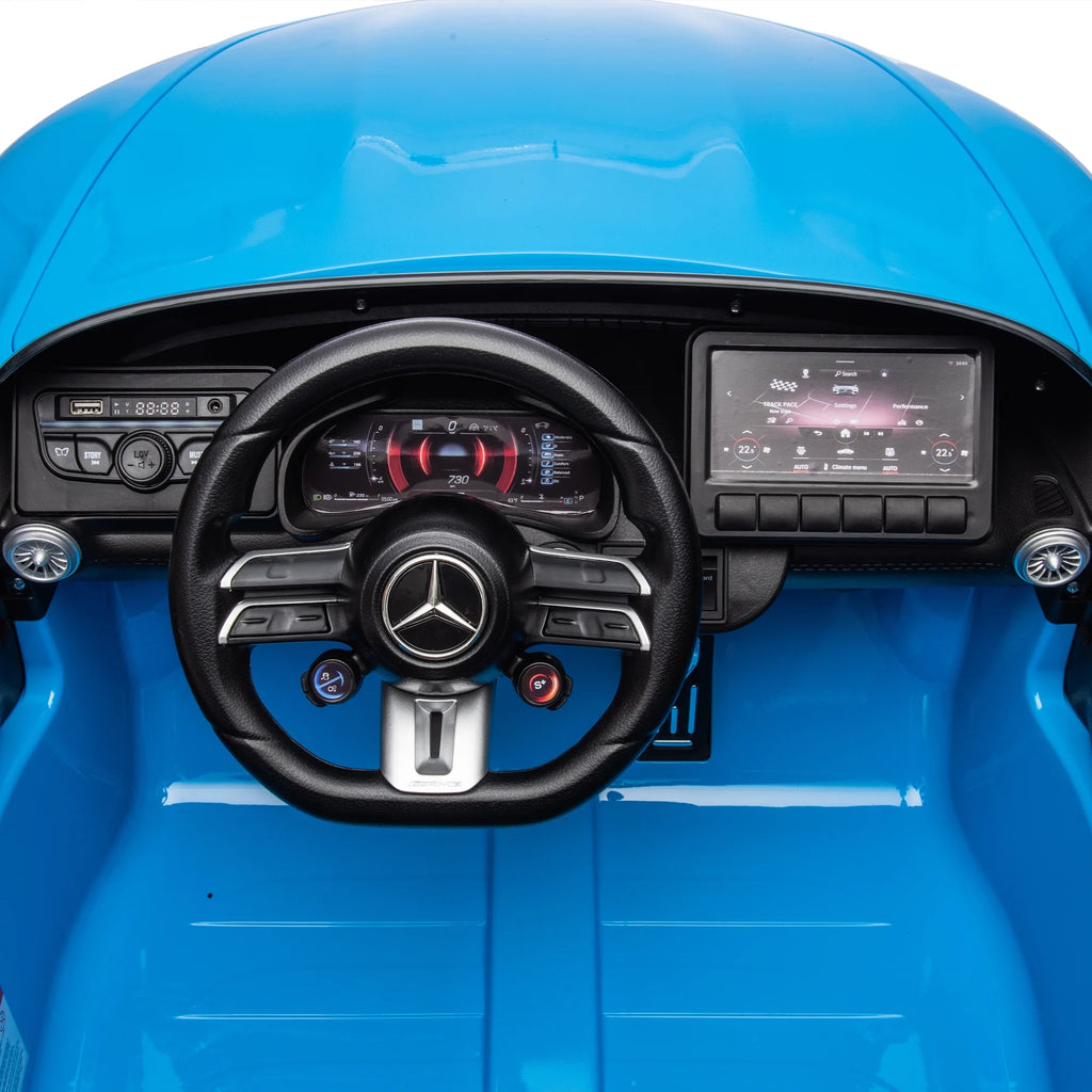 24V Ride on Car w/Parent Remote Control, Licensed Mercedes-Benz SL63 Powered Ride On Toy Car for Kids, Electric Car for Boy w/Music Bluetooth/LED Headlight/Belt, 200w Super Powerful Motor, Blue