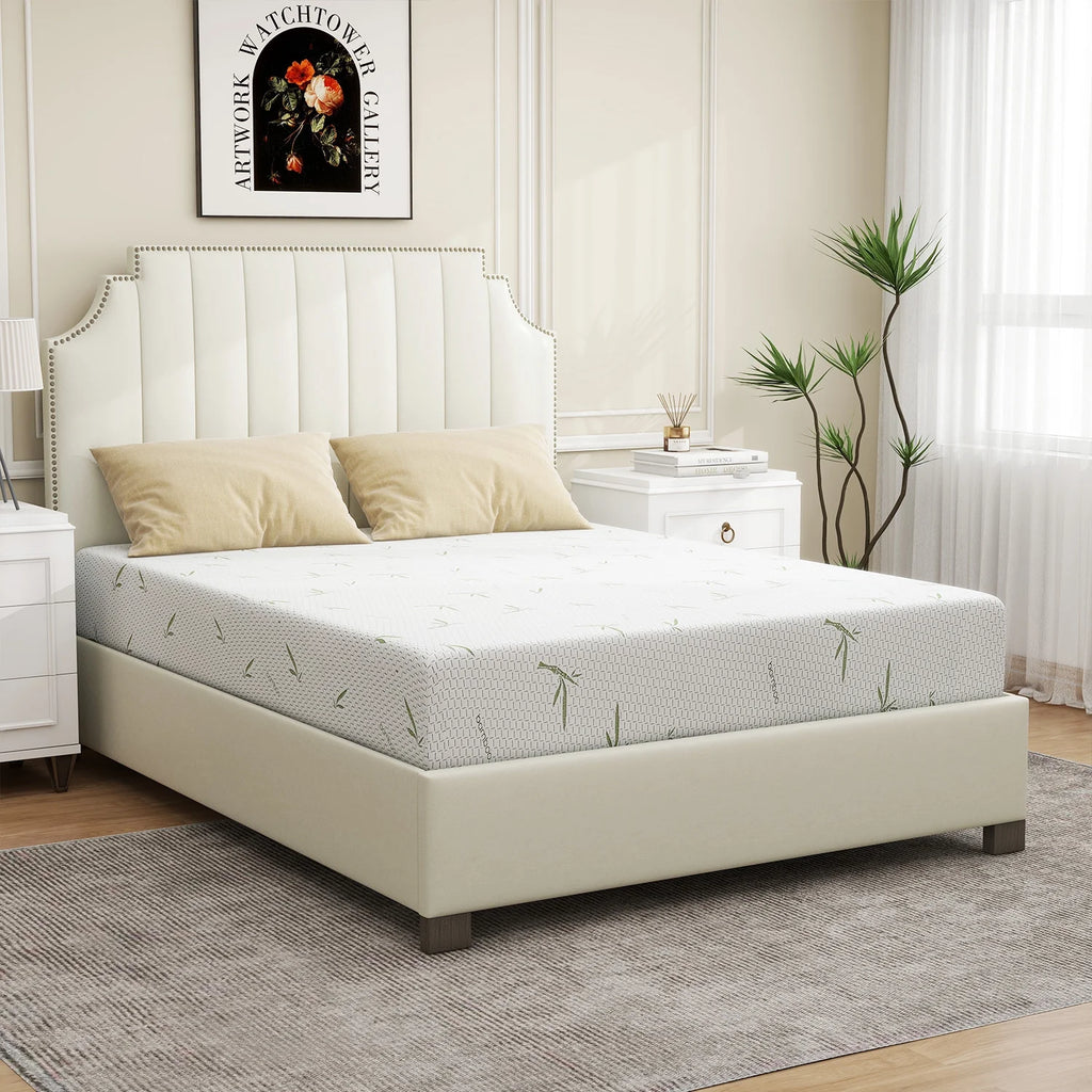 6'' Twin Size Memory Foam Mattress with Bamboo Pattern Cover Breathable Bed Mattress in a Box, CertiPUR-US, Made in USA